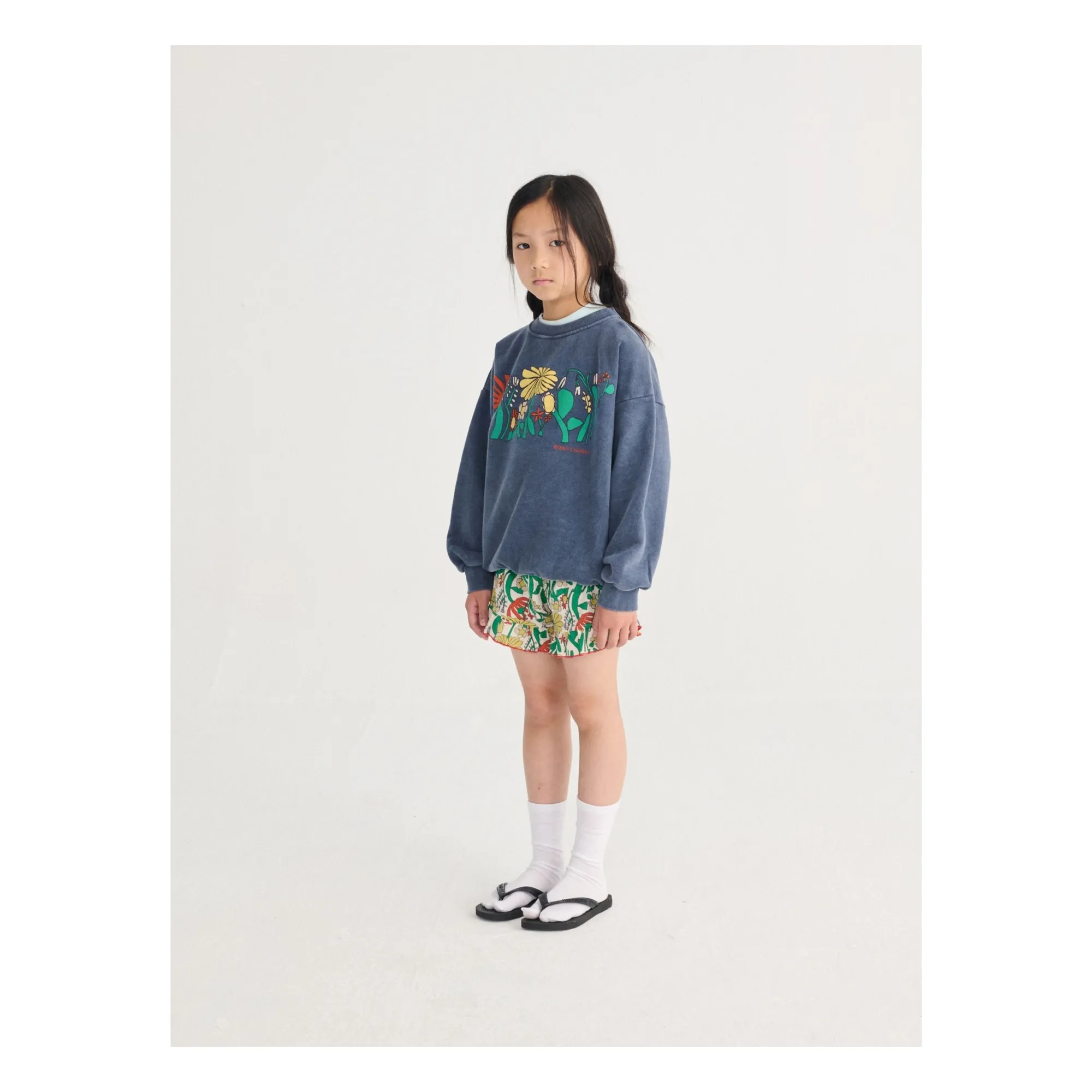 Short Volants Fleuri Coton Bio | Blanc- Image produit n°5