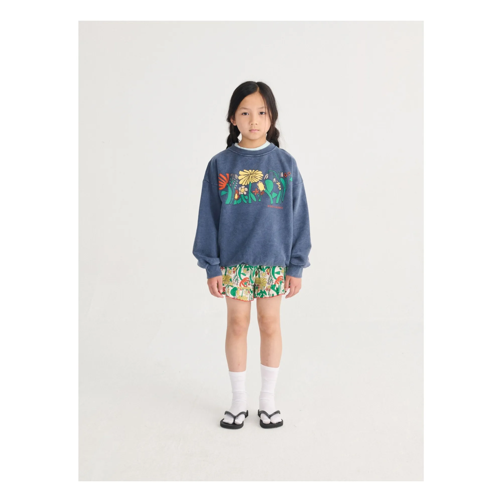 Short Volants Fleuri Coton Bio | Blanc- Image produit n°4