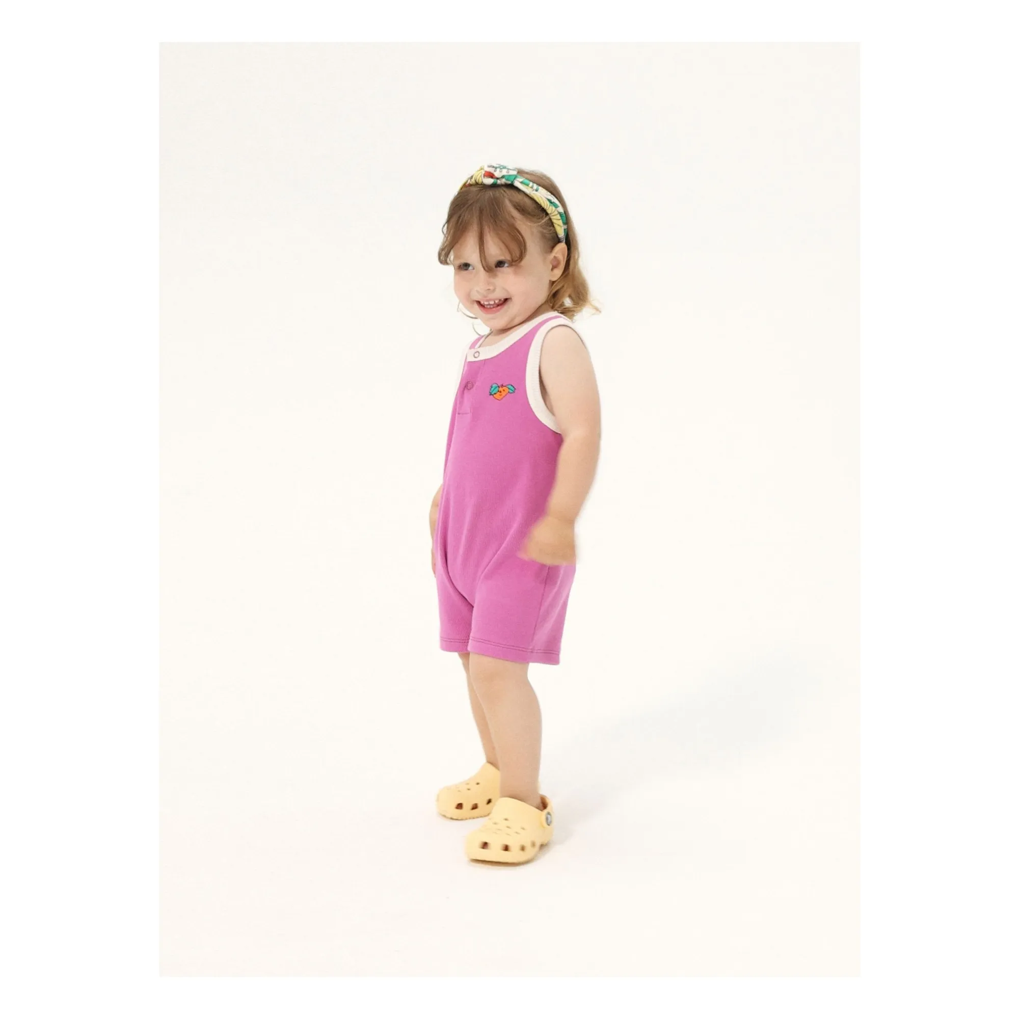 Combishort Côtelée Orange Coton BIo | Violet- Image produit n°2