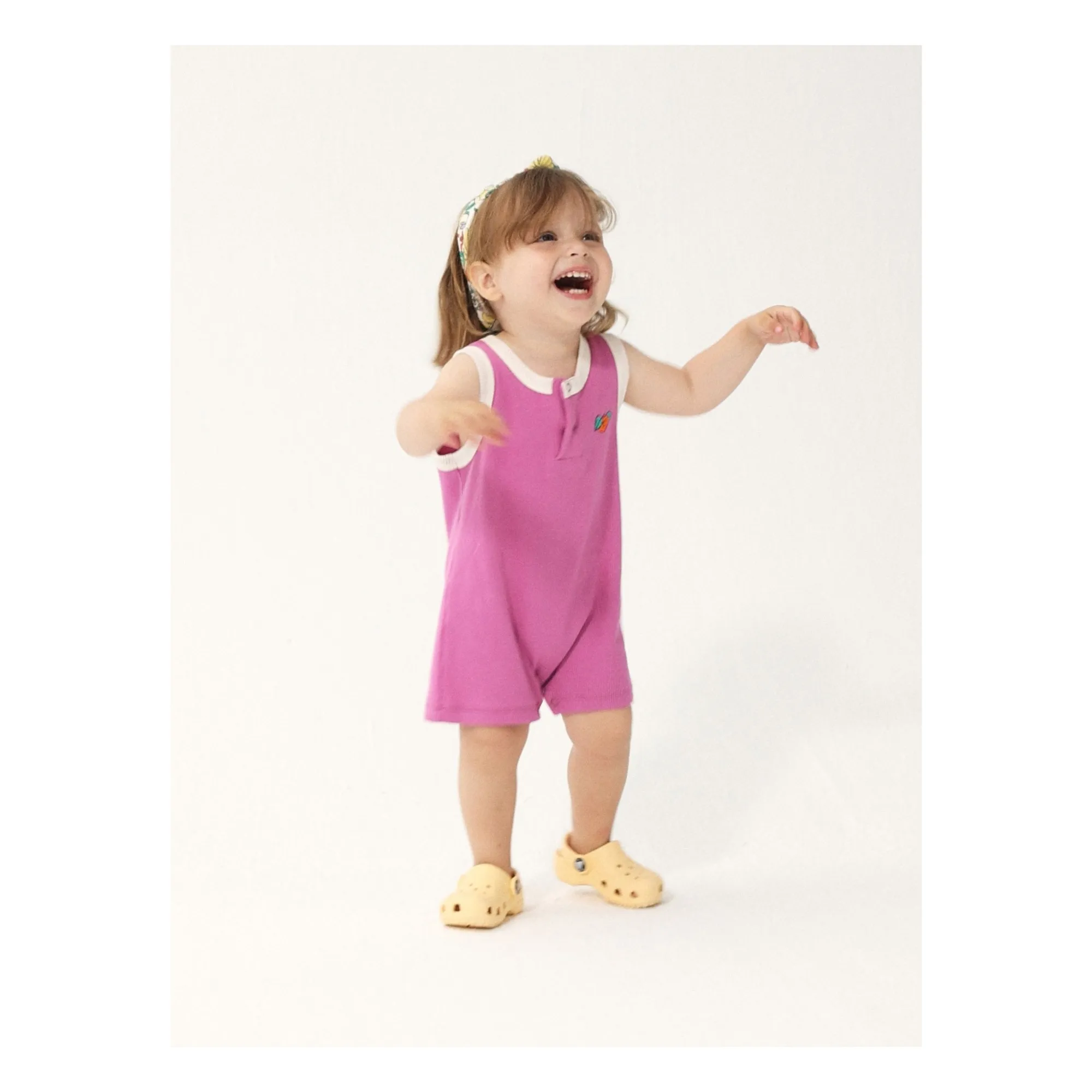 Combishort Côtelée Orange Coton BIo | Violet- Image produit n°1