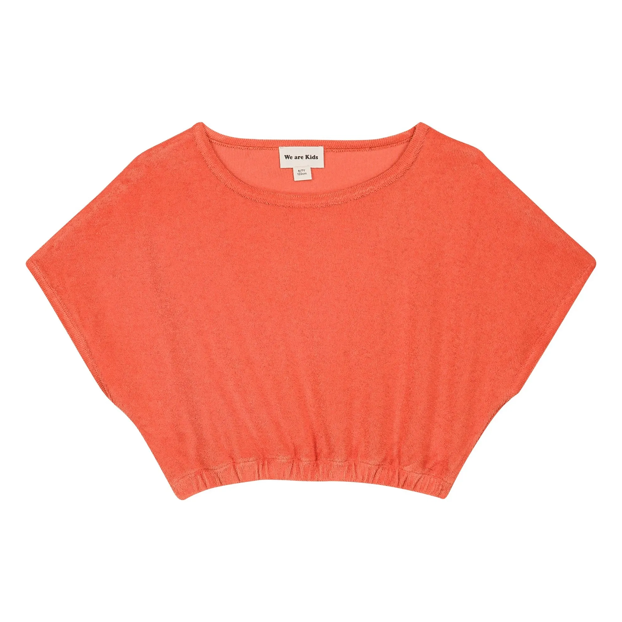 T-shirt Crop Bree Eponge Coton Bio | Corail- Image produit n°0