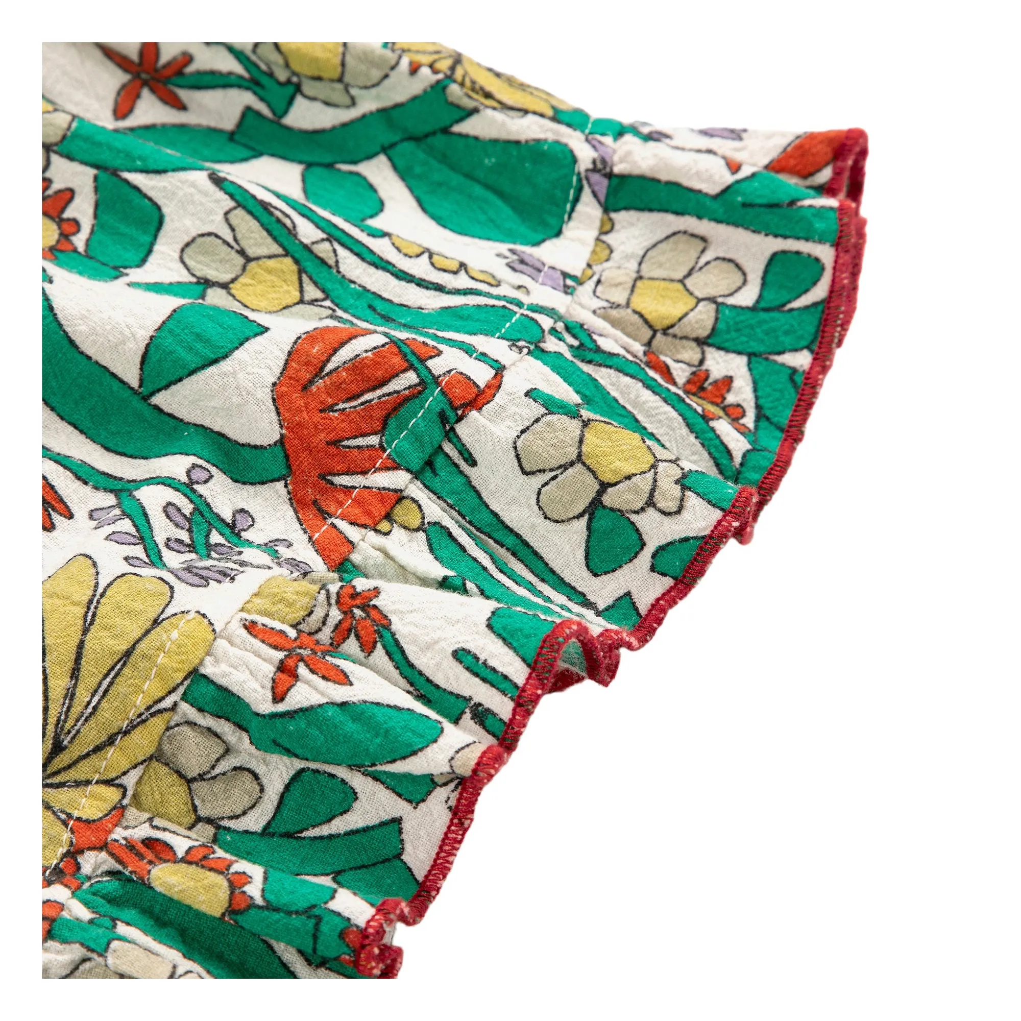 Short Volants Fleuri Coton Bio | Blanc- Image produit n°3