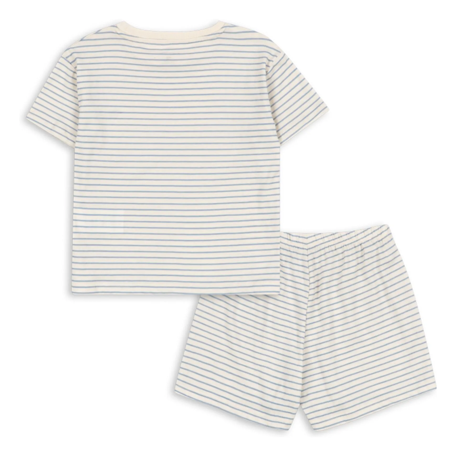 Ensemble T-shirt et Short Famo Rayé Coton Bio | Bleu- Image produit n°3
