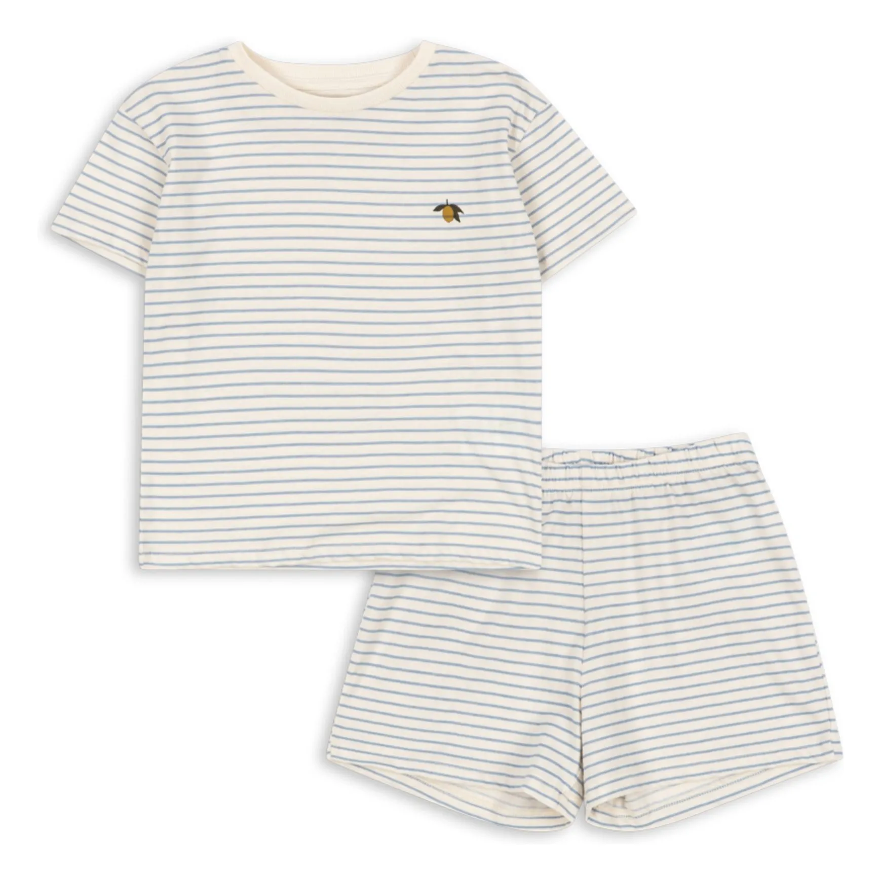 Ensemble T-shirt et Short Famo Rayé Coton Bio | Bleu- Image produit n°0
