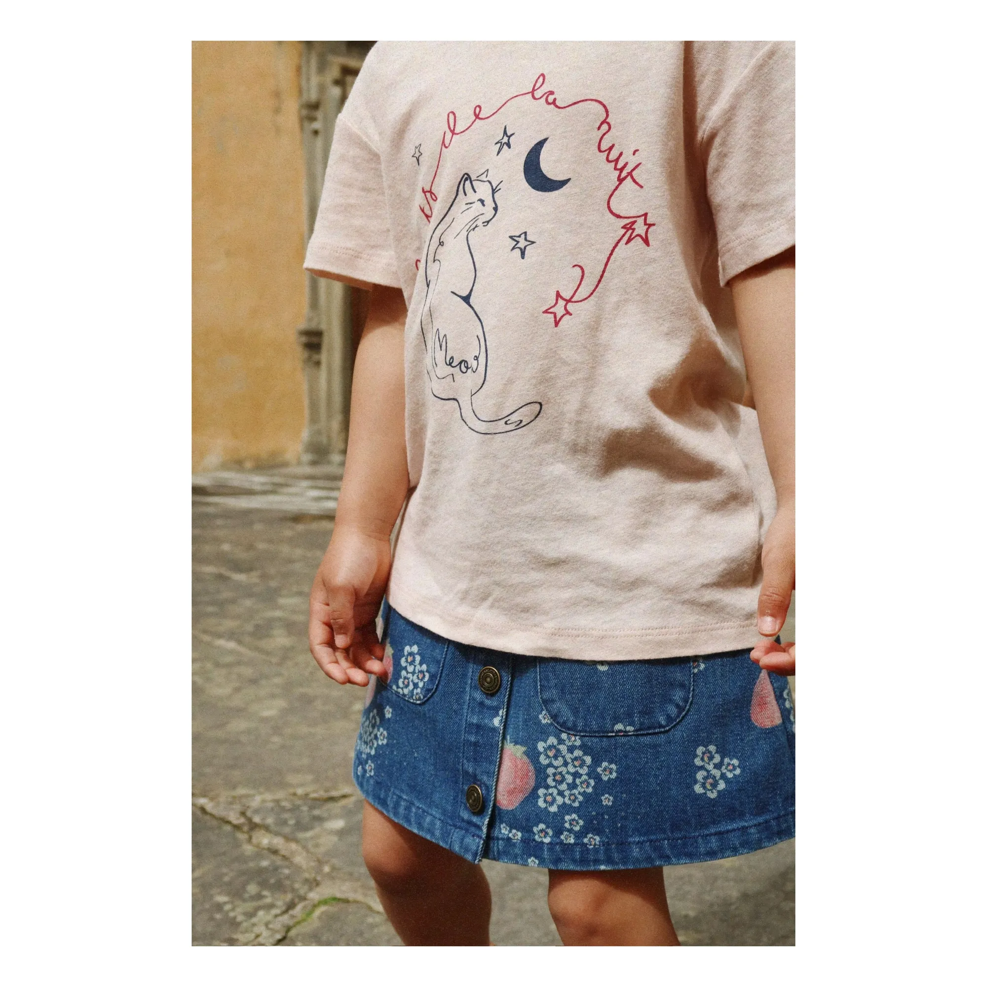 Jupe Denim Magot Fraises Coton Bio | Bleu- Image produit n°1