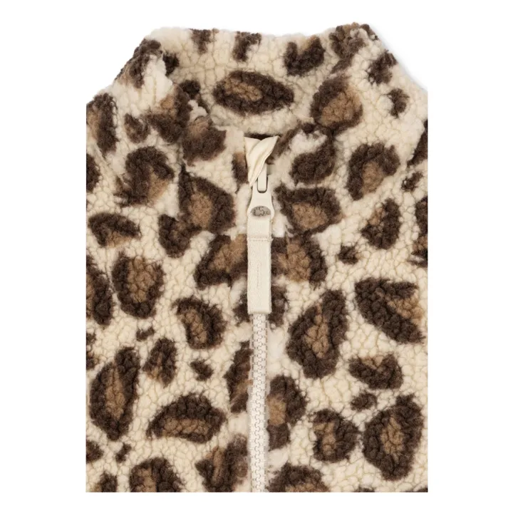 Chaqueta de sherpa de leopardo Jody de fibra reciclada | Beige- Imagen del producto n°1