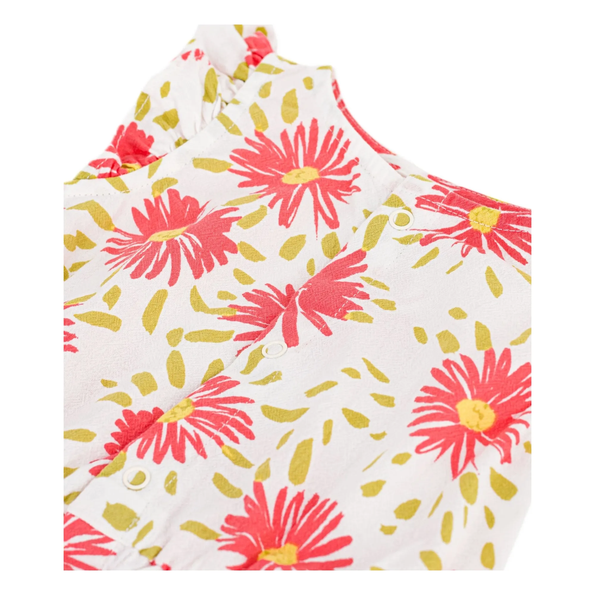 Combishort Fleurie Crépon Coton Bio | Blanc- Image produit n°1