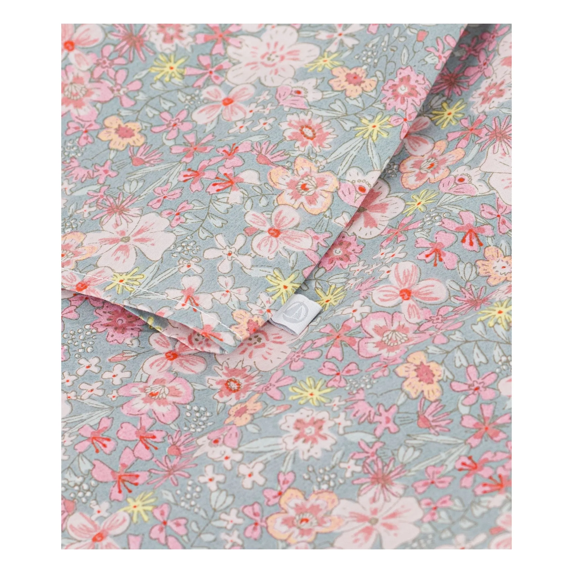 Blouse Ample Fleurie Popeline Coton Bio | Bleu gris- Image produit n°1