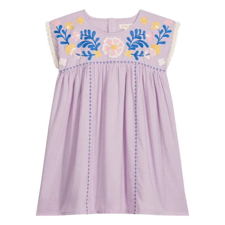Talula embroidered dress Organic cotton | Mauve- Product image n°0