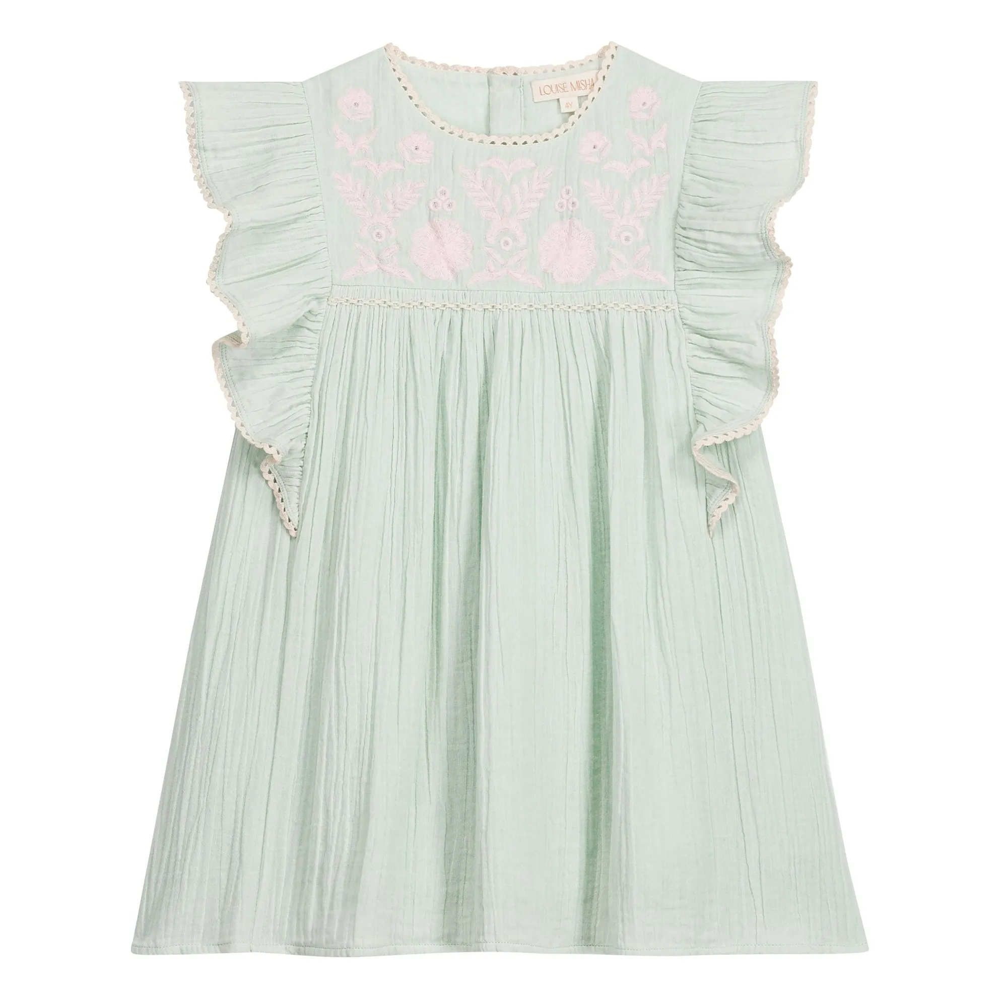 Robe Volants Taliana Coton Bio | Vert amande- Image produit n°0
