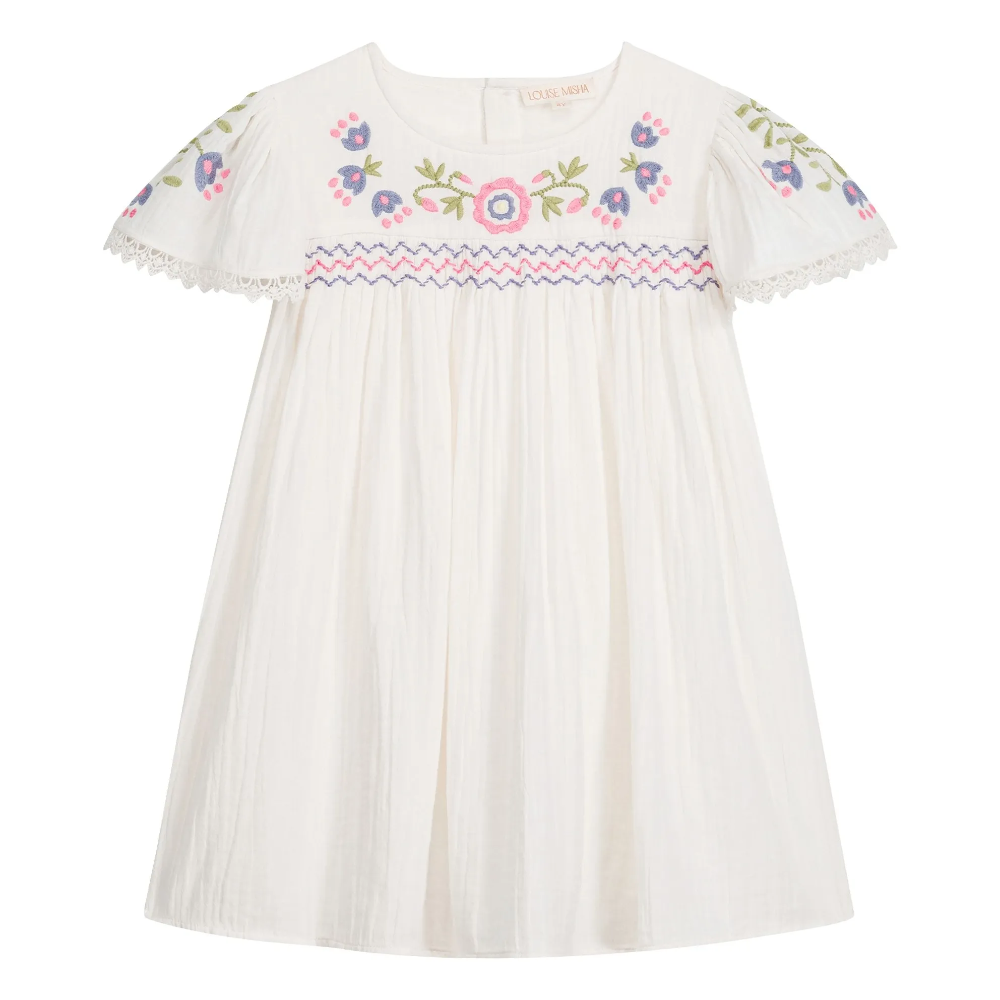Robe Brodée Ana Coton Bio | Blanc- Image produit n°0