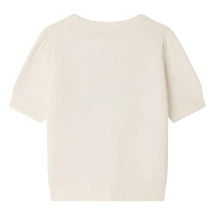 T-shirt Maille Fine Elvira Fleurs Coton Bio | Ecru- Image produit n°2