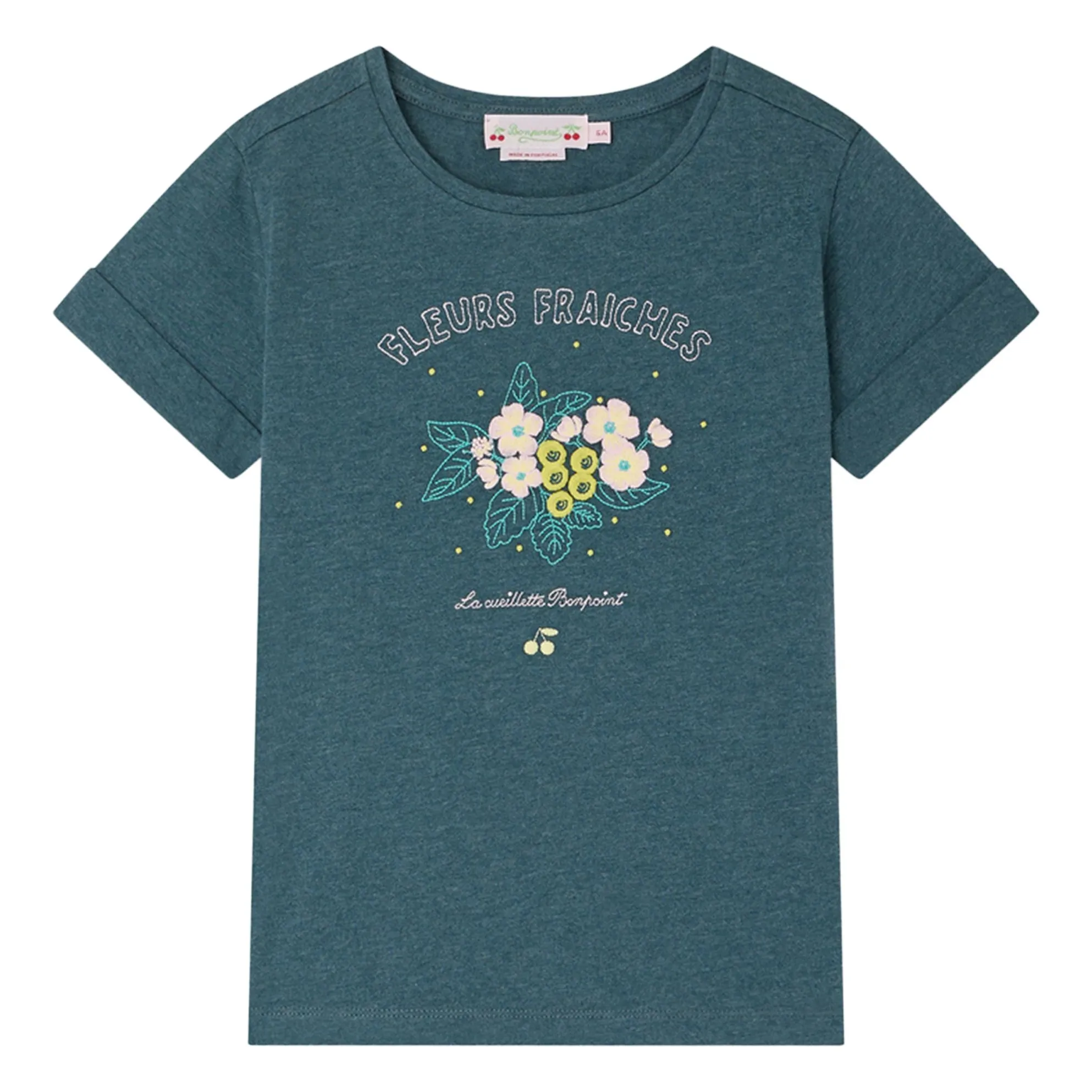 Camiseta de algodón ecológico Cyana | Verde esmeralda- Imagen del producto n°0