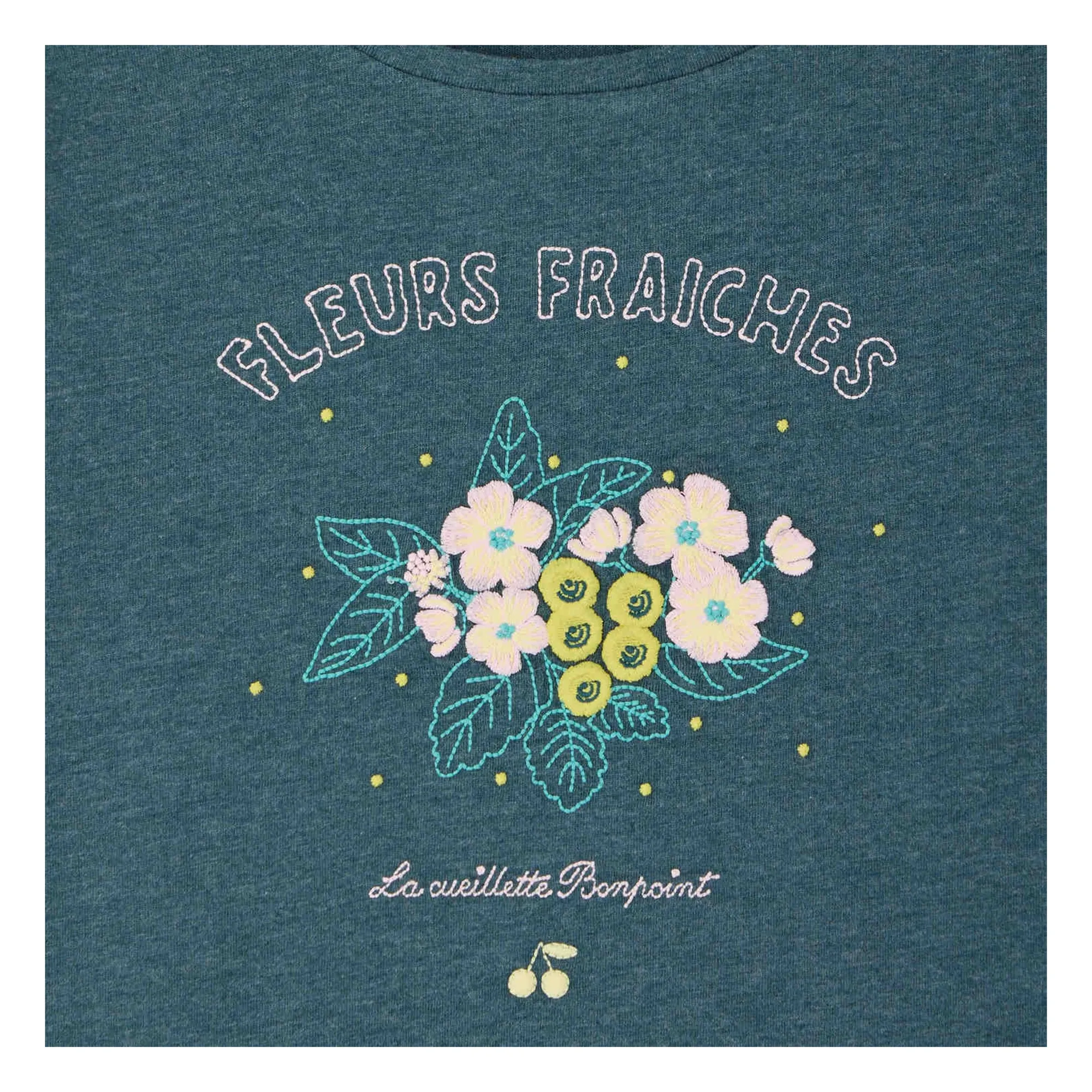 Camiseta de algodón ecológico Cyana | Verde esmeralda- Imagen del producto n°2
