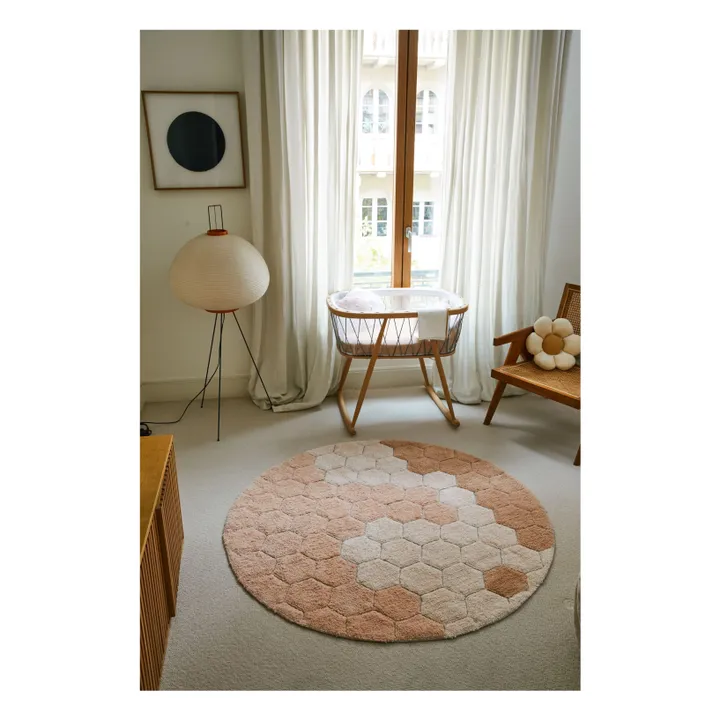 Tapis rond Honeycomb | Rose- Image produit n°1
