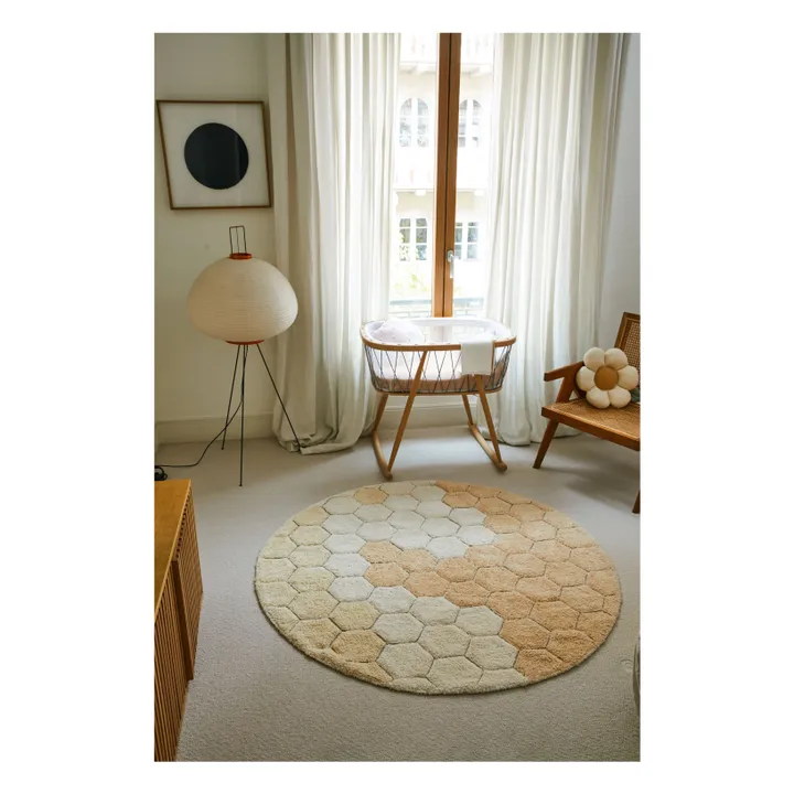 Tapis rond Honeycomb | Golden sand- Image produit n°1