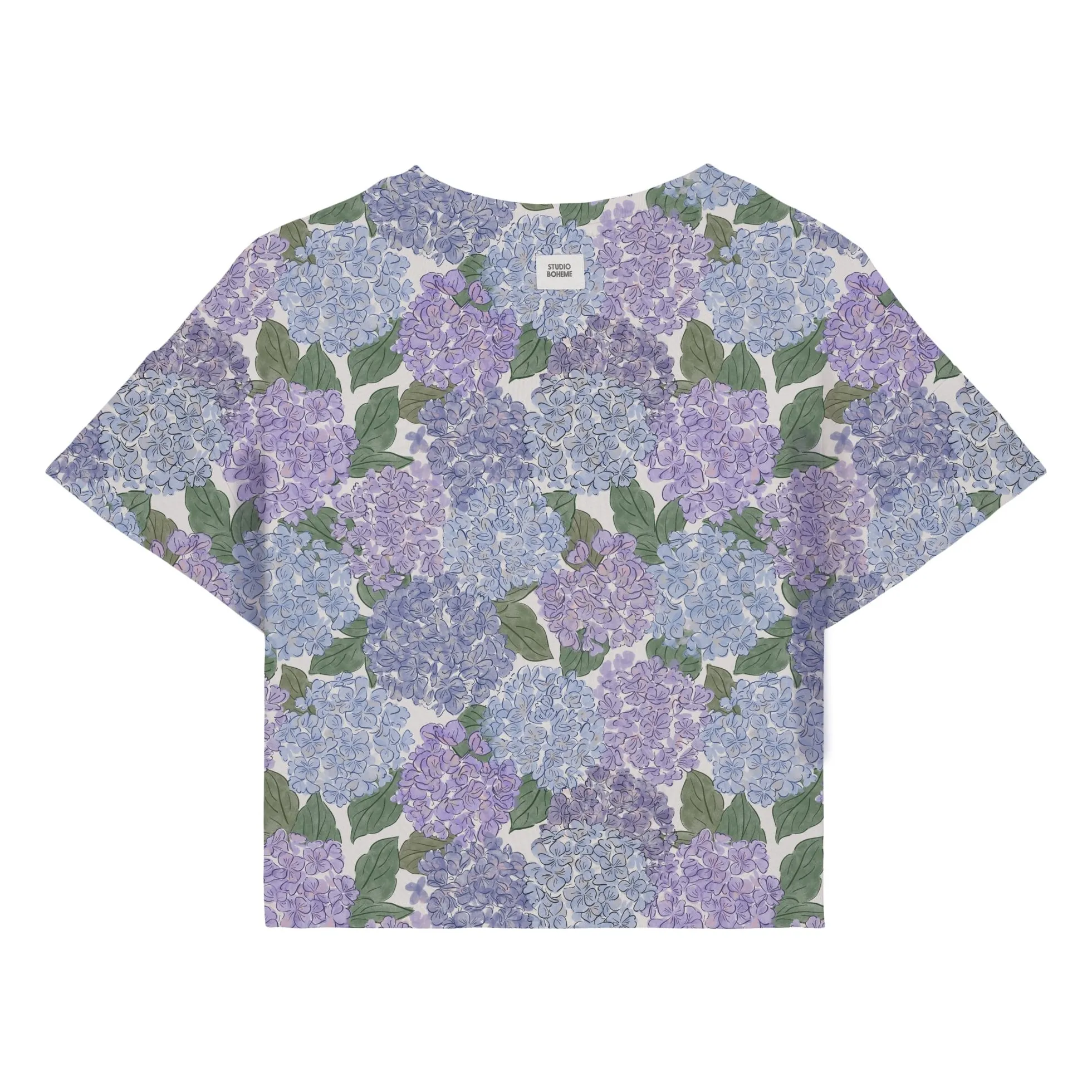 T-shirt Crop Flow Fleurs Coton Bio | Lilas- Image produit n°2