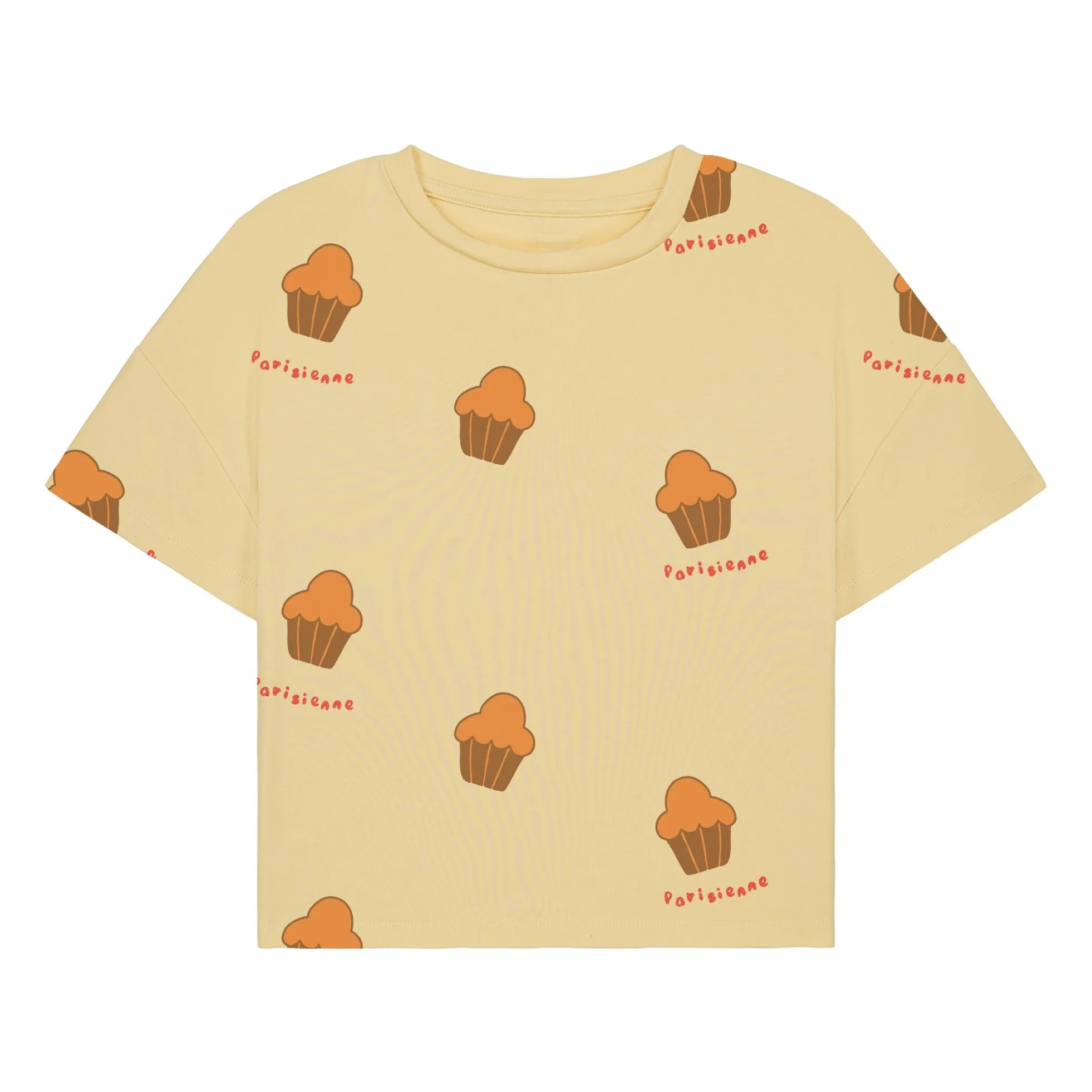 T-shirt Crop Flow Brioches Coton Bio | Jaune pâle- Image produit n°0