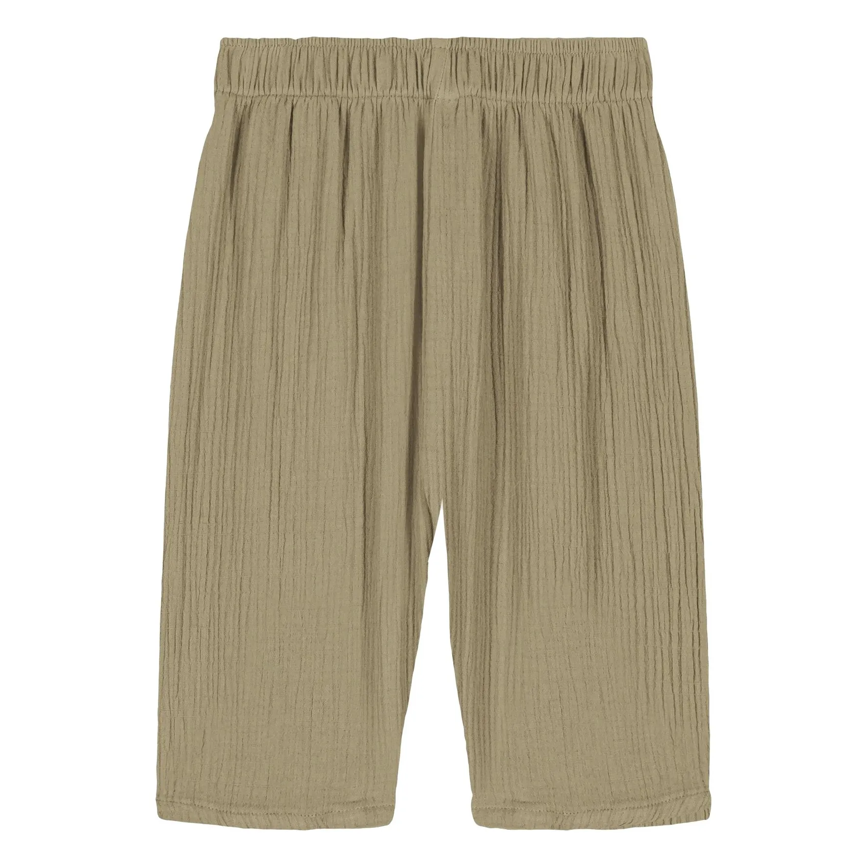 Pantalon Gauffré Cousin Gaze de Coton Bio | Vert kaki clair- Image produit n°0