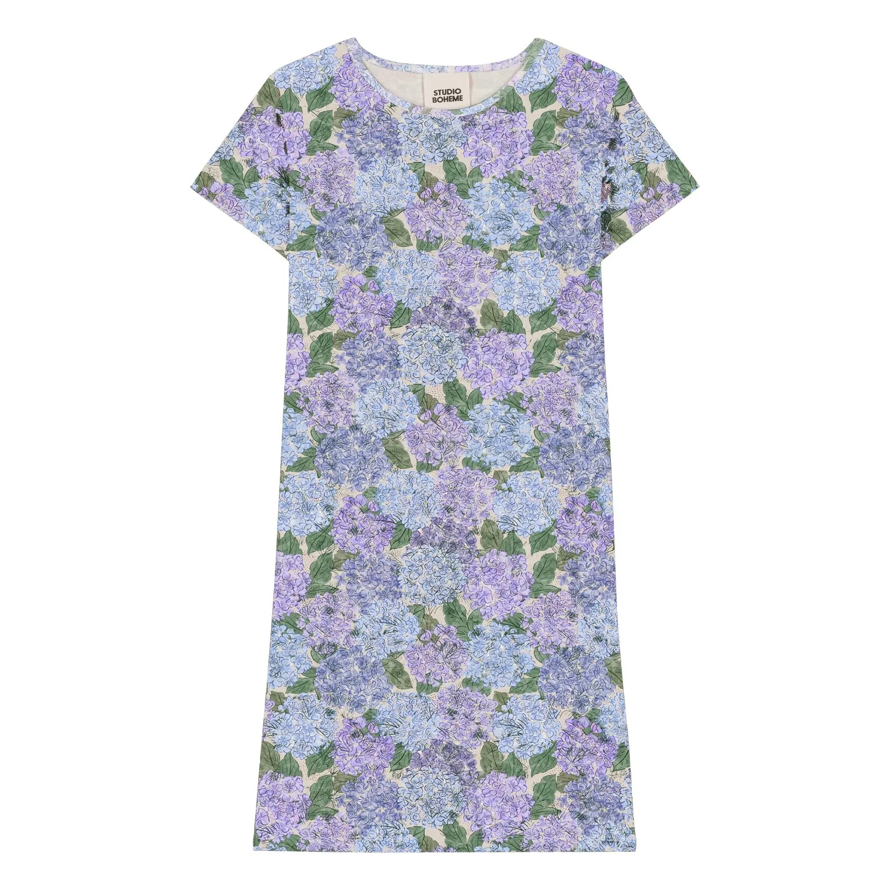 Robe Tuba Fleurs Coton Bio | Lilas- Image produit n°0