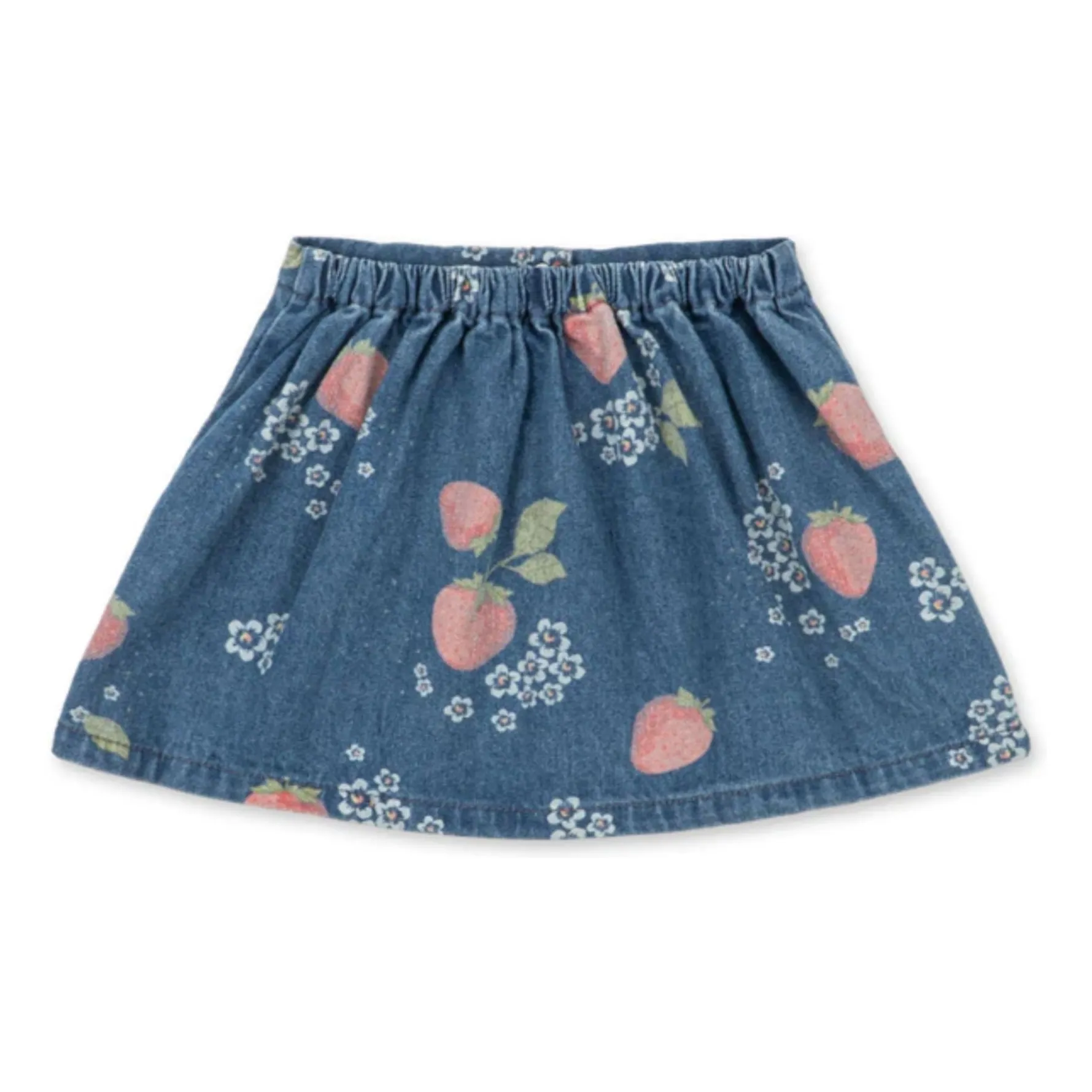 Jupe Denim Magot Fraises Coton Bio | Bleu- Image produit n°3