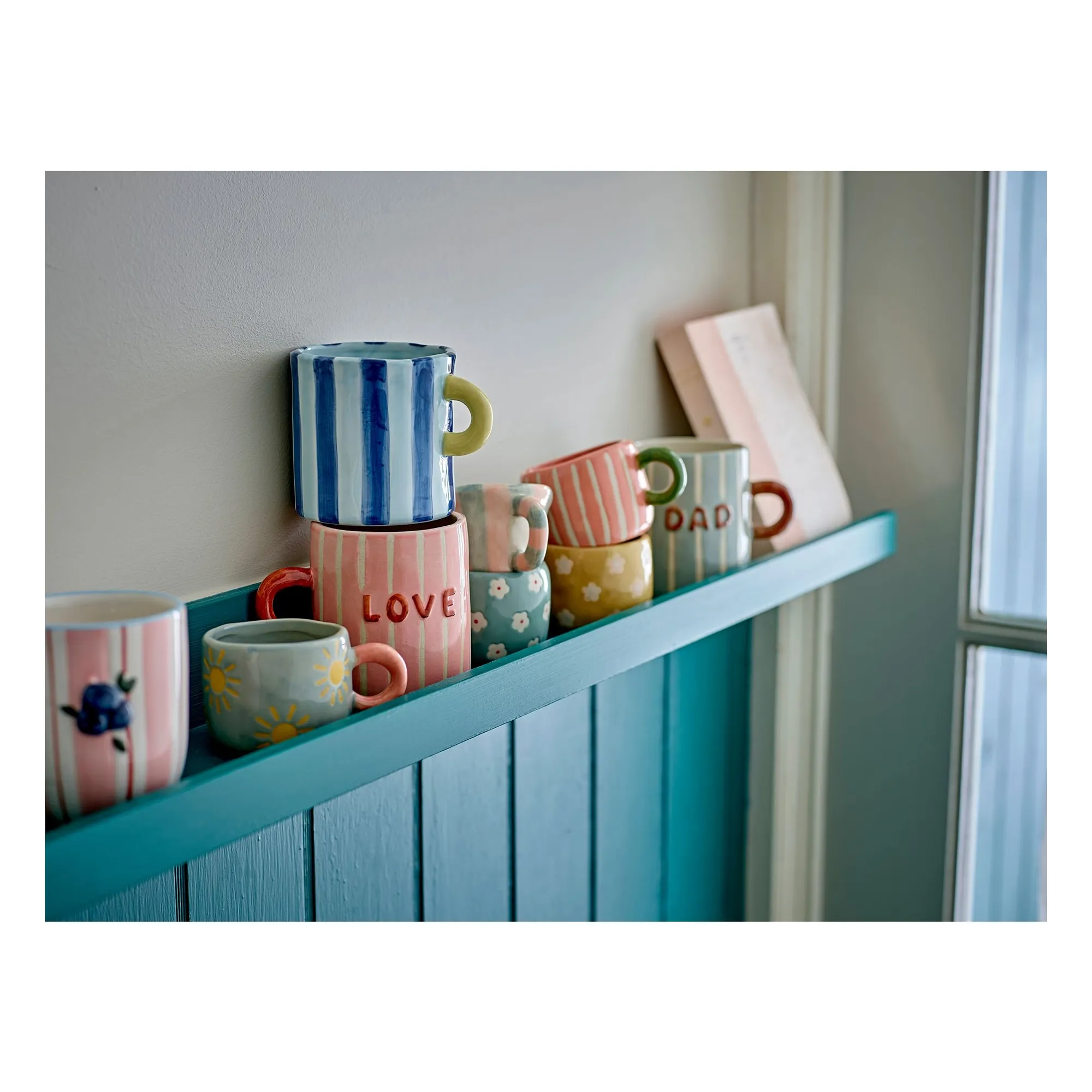 Tasse en grès à fleurs Nini | Bleu- Image produit n°4