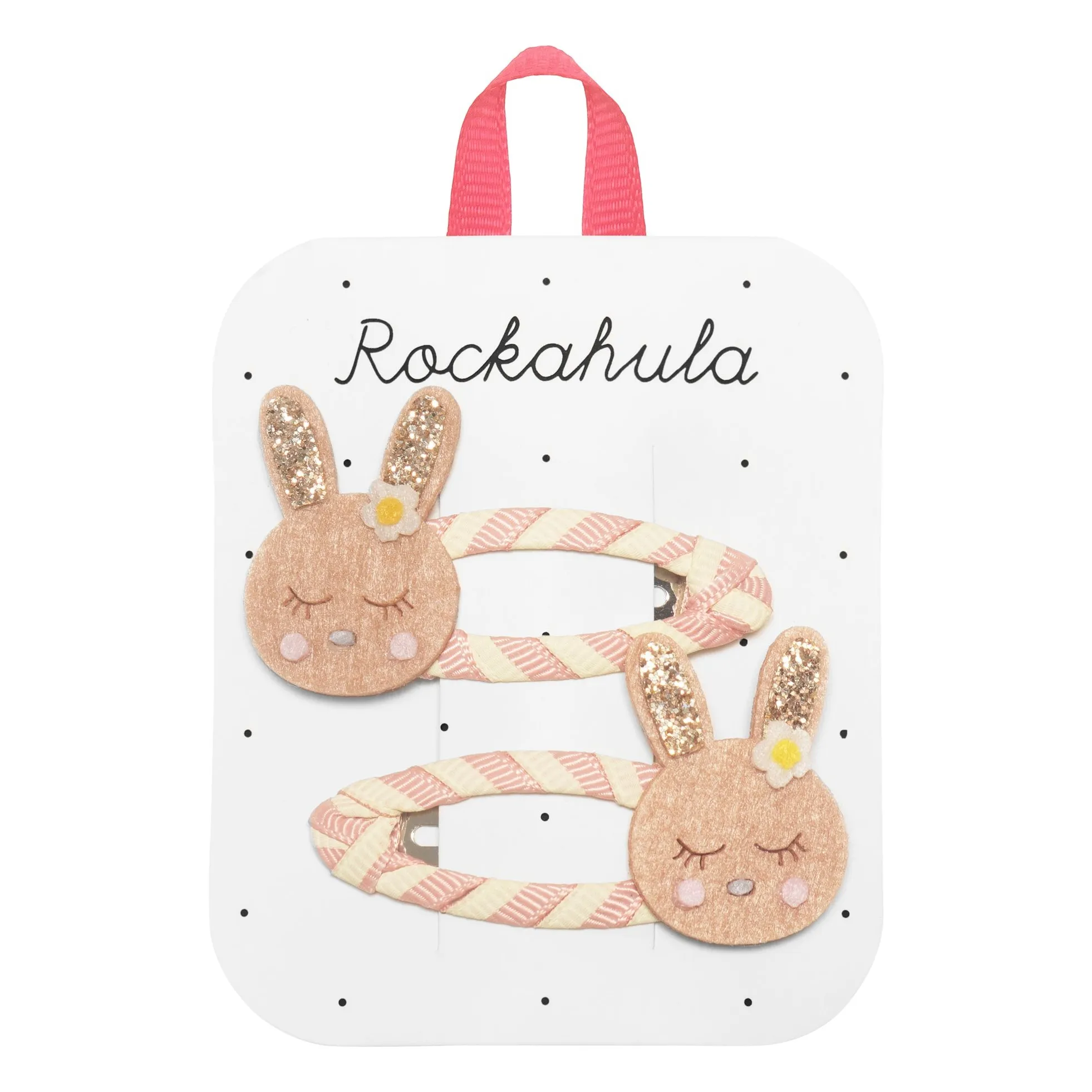 Lot de 2 Barrettes Lapins Rayées | Rose pâle- Image produit n°0