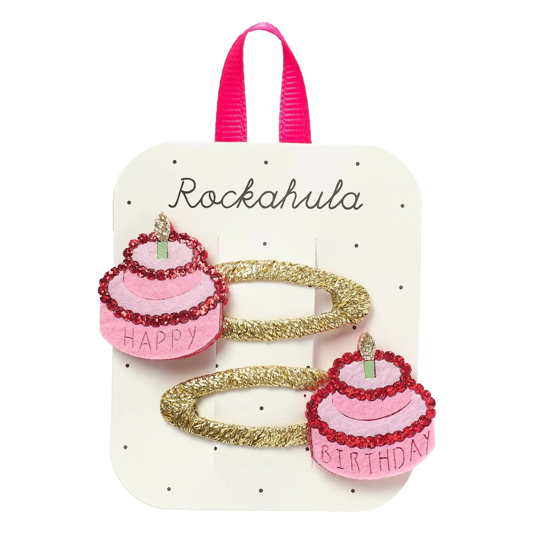Lot de 2 Barrettes Gateaux d'Anniversaire | Rose- Image produit n°0