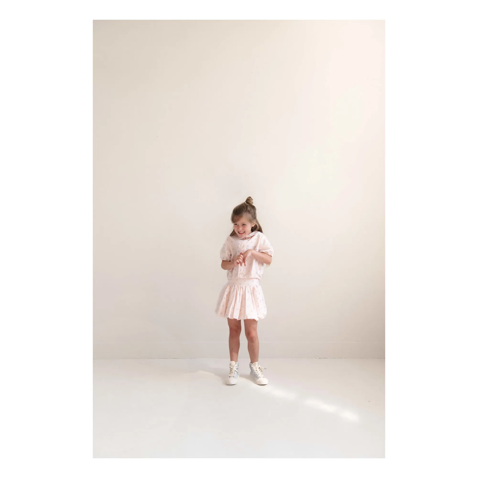 Jupe Ballon Betty Pois Coton Bio | Rose pâle- Image produit n°1