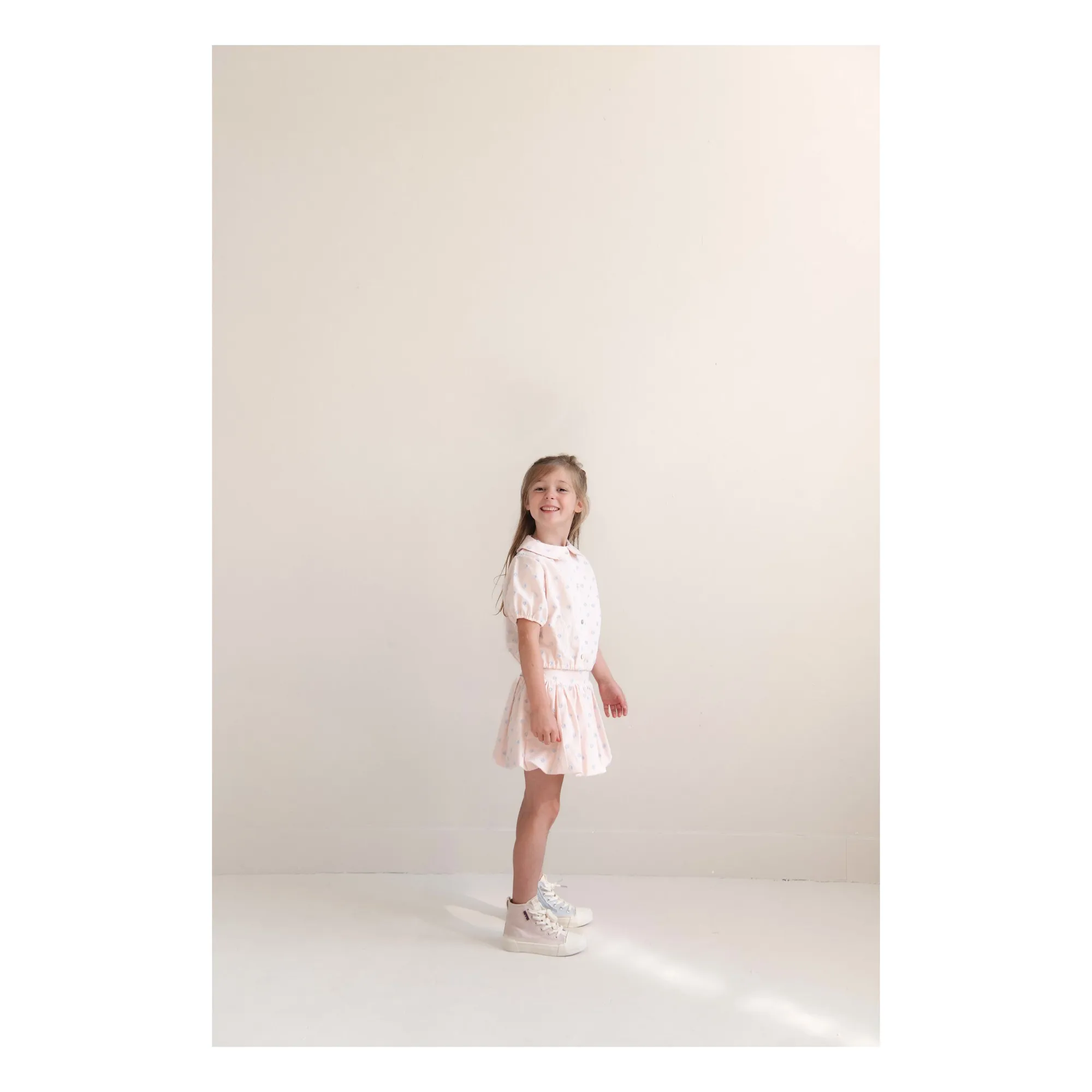 Jupe Ballon Betty Pois Coton Bio | Rose pâle- Image produit n°3