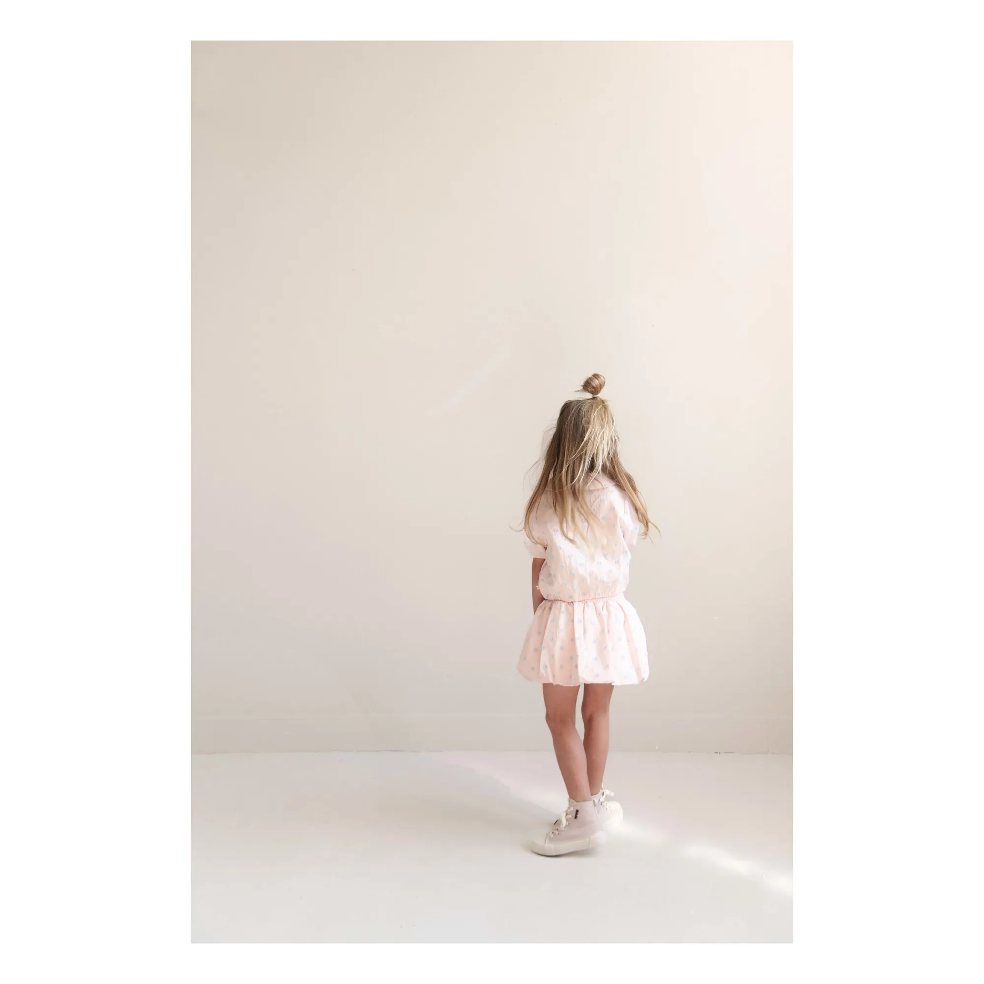 Jupe Ballon Betty Pois Coton Bio | Rose pâle- Image produit n°4