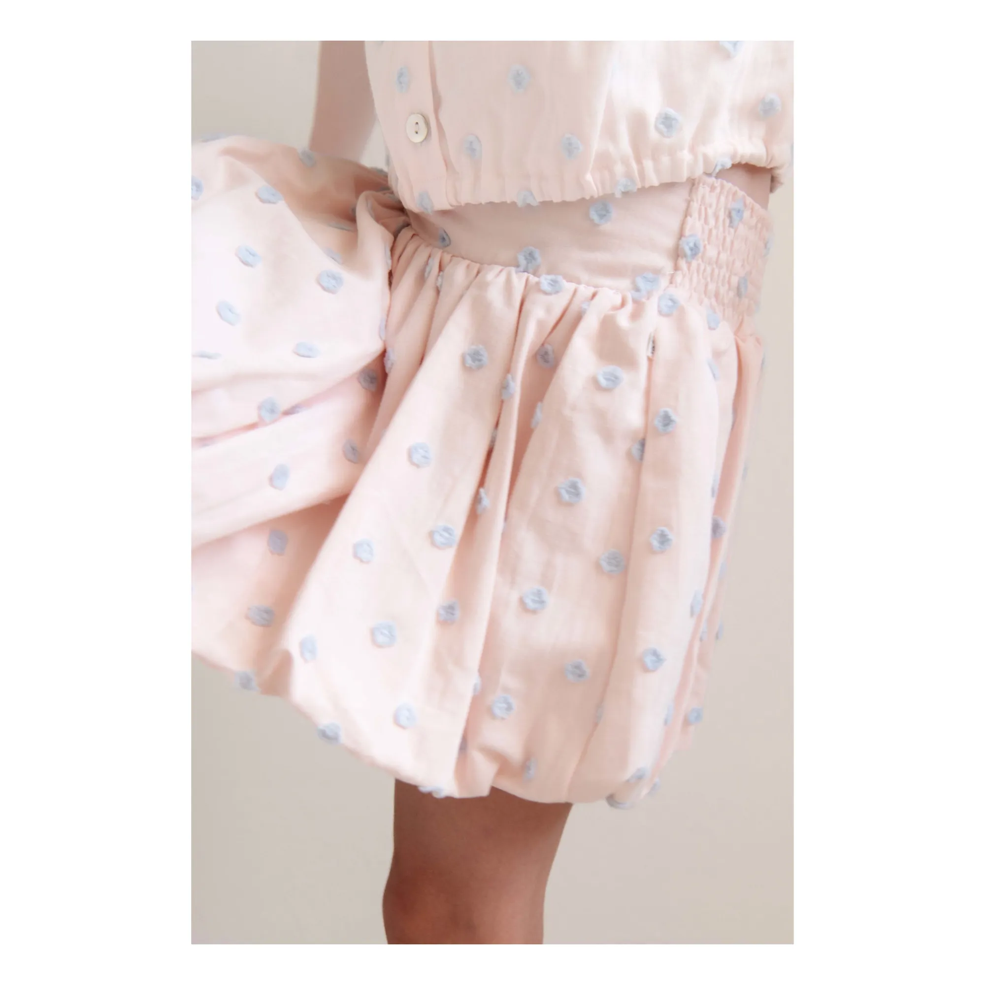 Jupe Ballon Betty Pois Coton Bio | Rose pâle- Image produit n°2