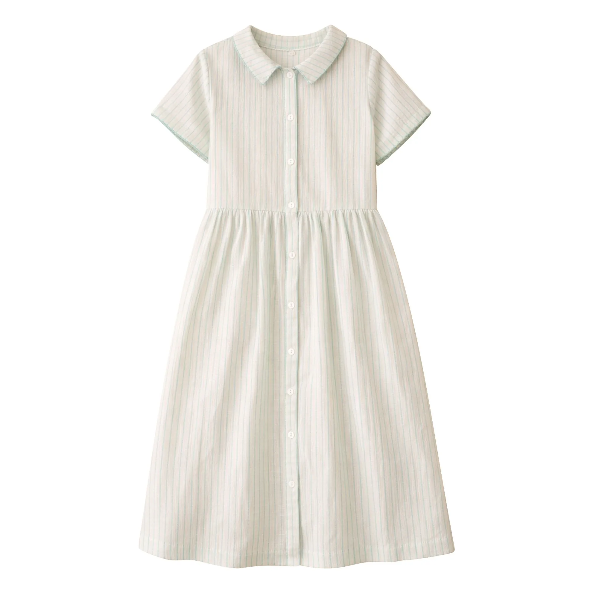 Vestido Midi Rayas Rosa Algodón Ecológico | Verde Menta- Imagen del producto n°0