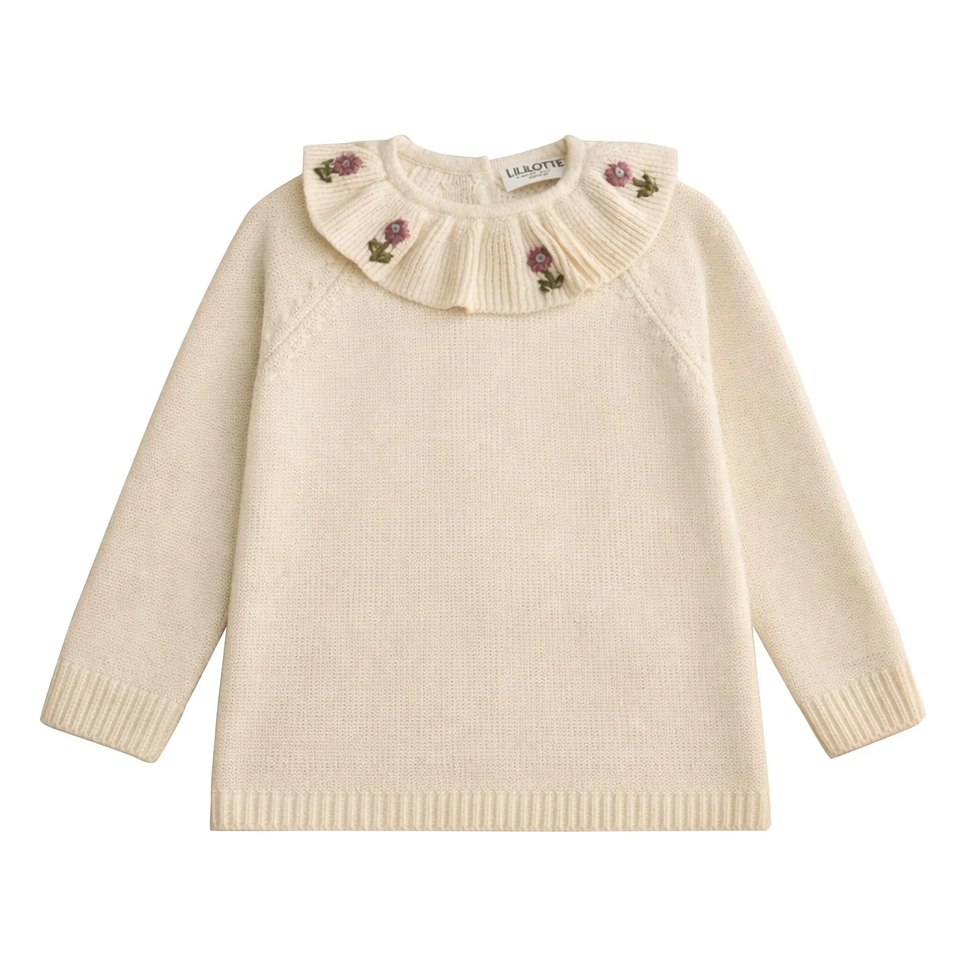 Jersey Diana de algodón orgánico con cuello bordado | Crudo- Imagen del producto n°0