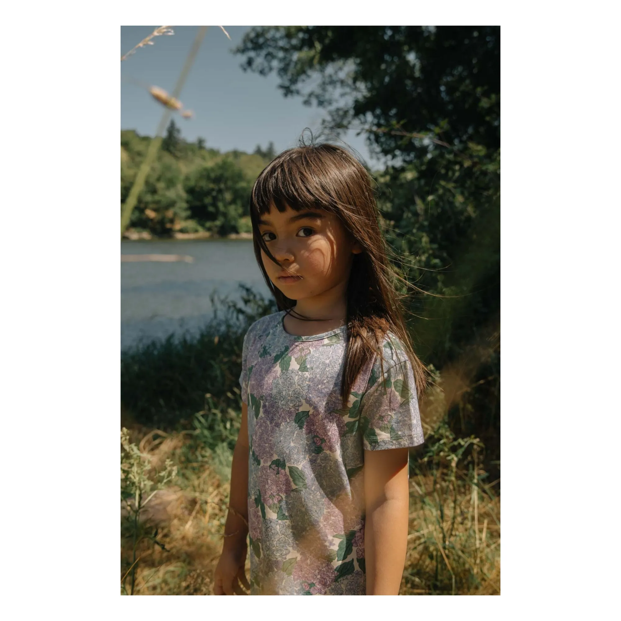 Robe Tuba Fleurs Coton Bio | Lilas- Image produit n°2