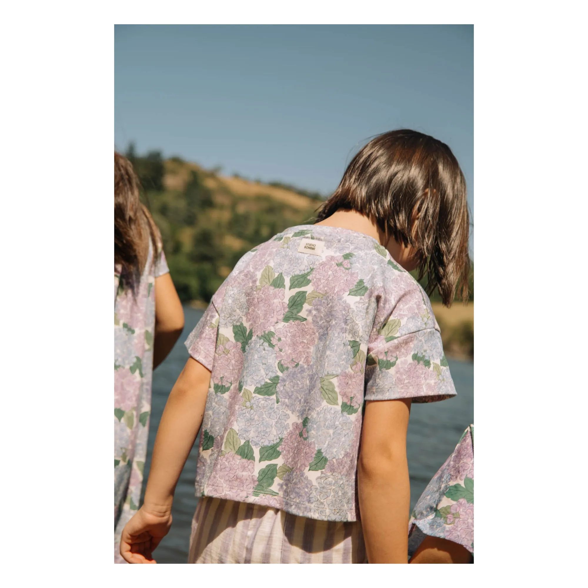 T-shirt Crop Flow Fleurs Coton Bio | Lilas- Image produit n°1
