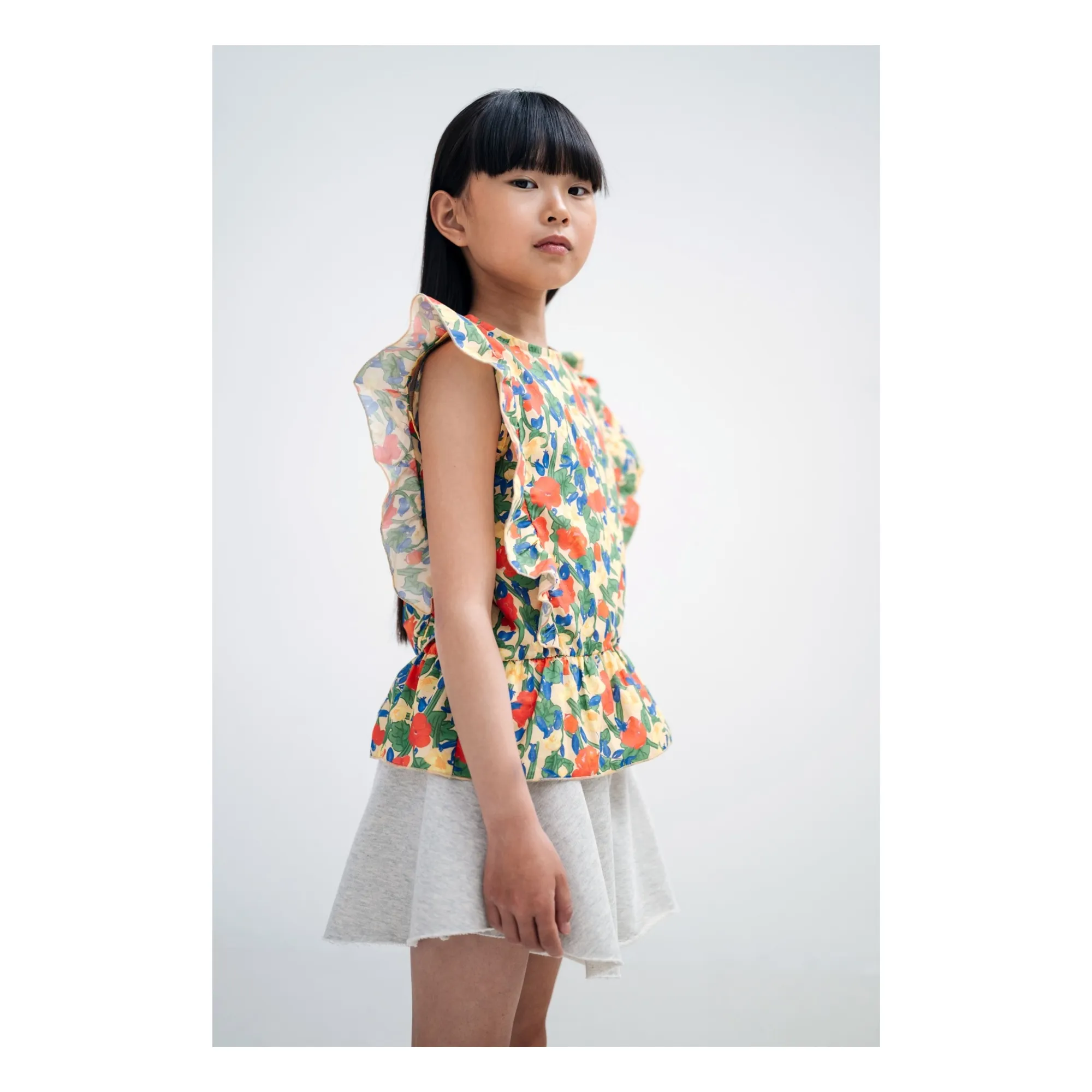 Top Volants Fleuri Cton Bio | Jaune pâle- Image produit n°4