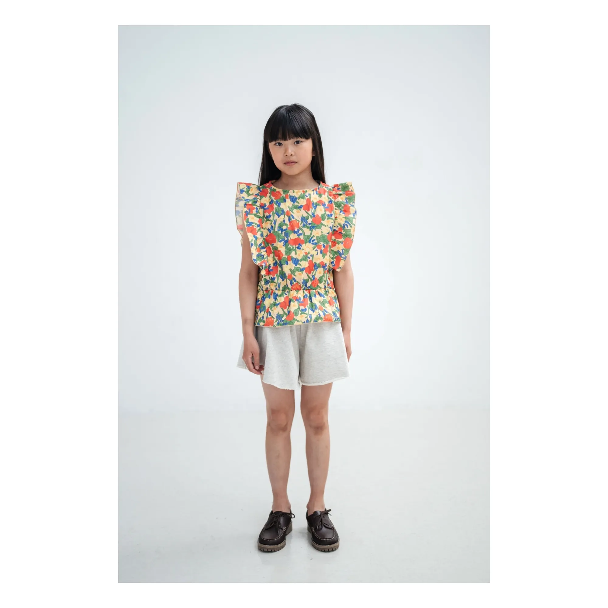 Top Volants Fleuri Cton Bio | Jaune pâle- Image produit n°1