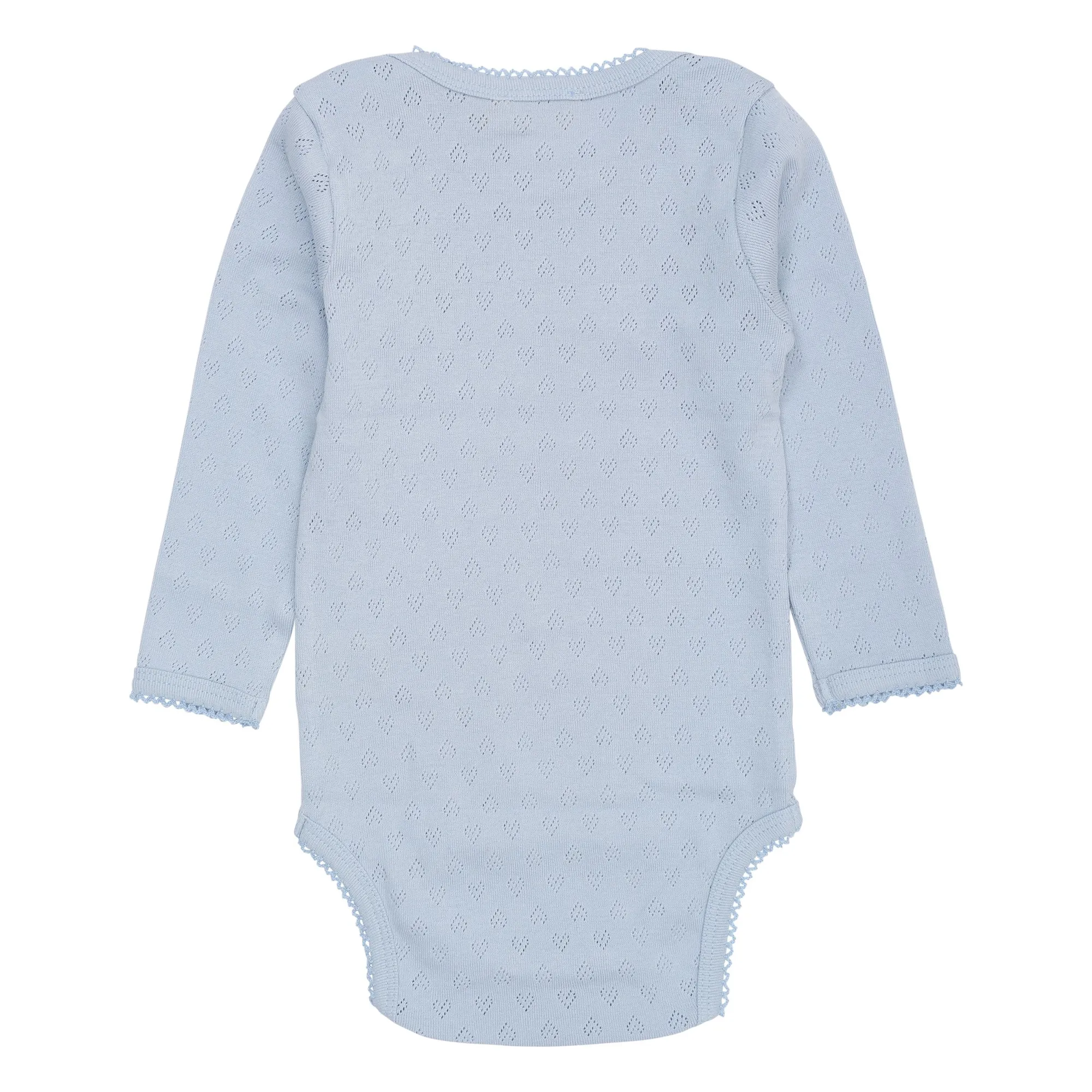 Body Manches Courtes Pointelle Cœurs Coton Bio | Bleu ciel- Image produit n°1