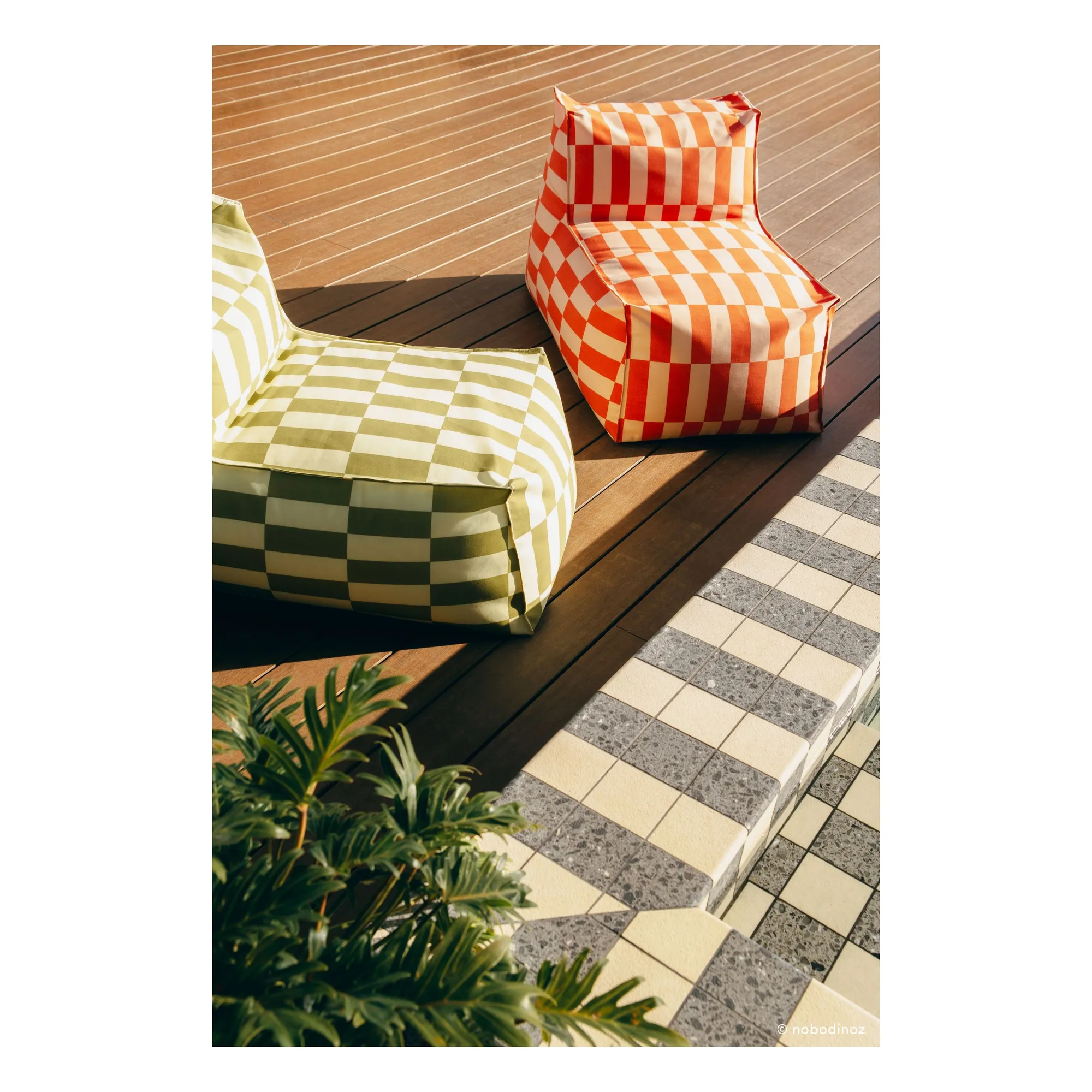 Pouf long outdoor Matteo Tiles | Orange- Image produit n°6