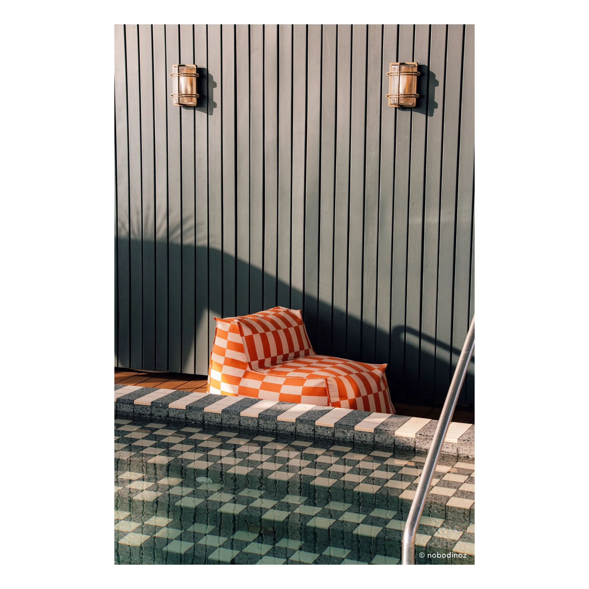 Pouf long outdoor Matteo Tiles | Orange- Image produit n°2