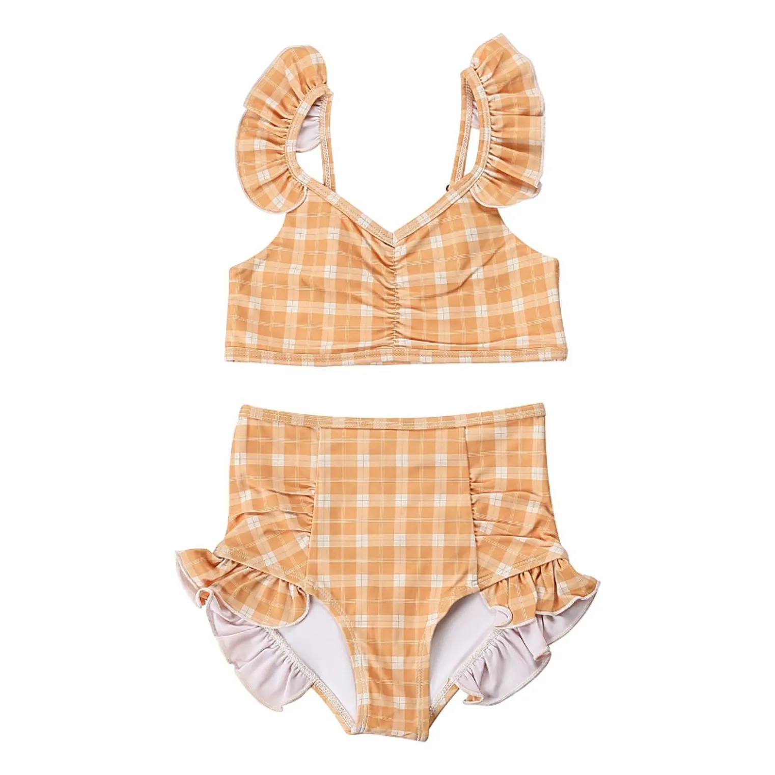 Traje de baño de 2 piezas con volantes Fibras recicladas | Naranja- Imagen del producto n°0