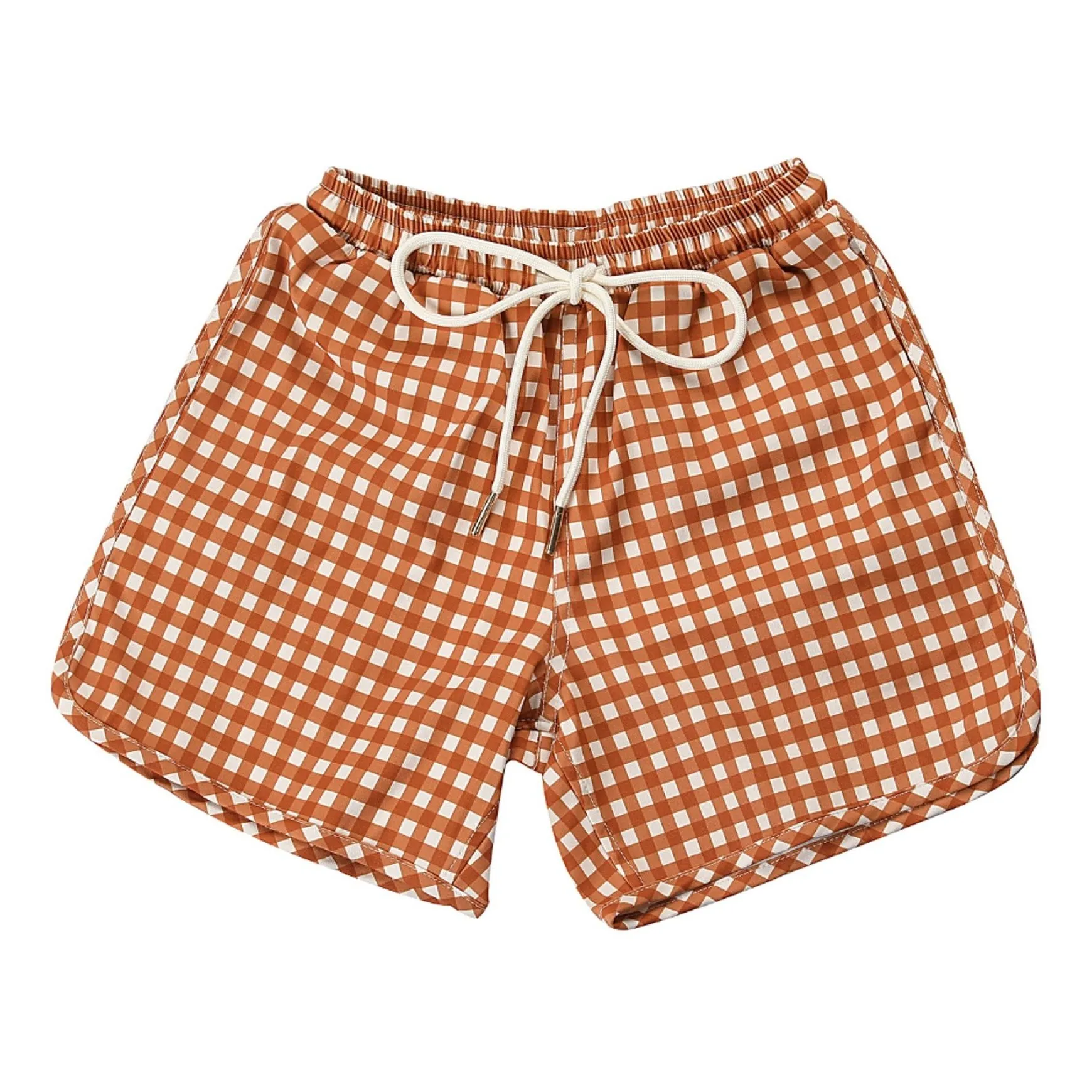 Shorts de baño de fibra reciclada Vichy | Ocre- Imagen del producto n°0