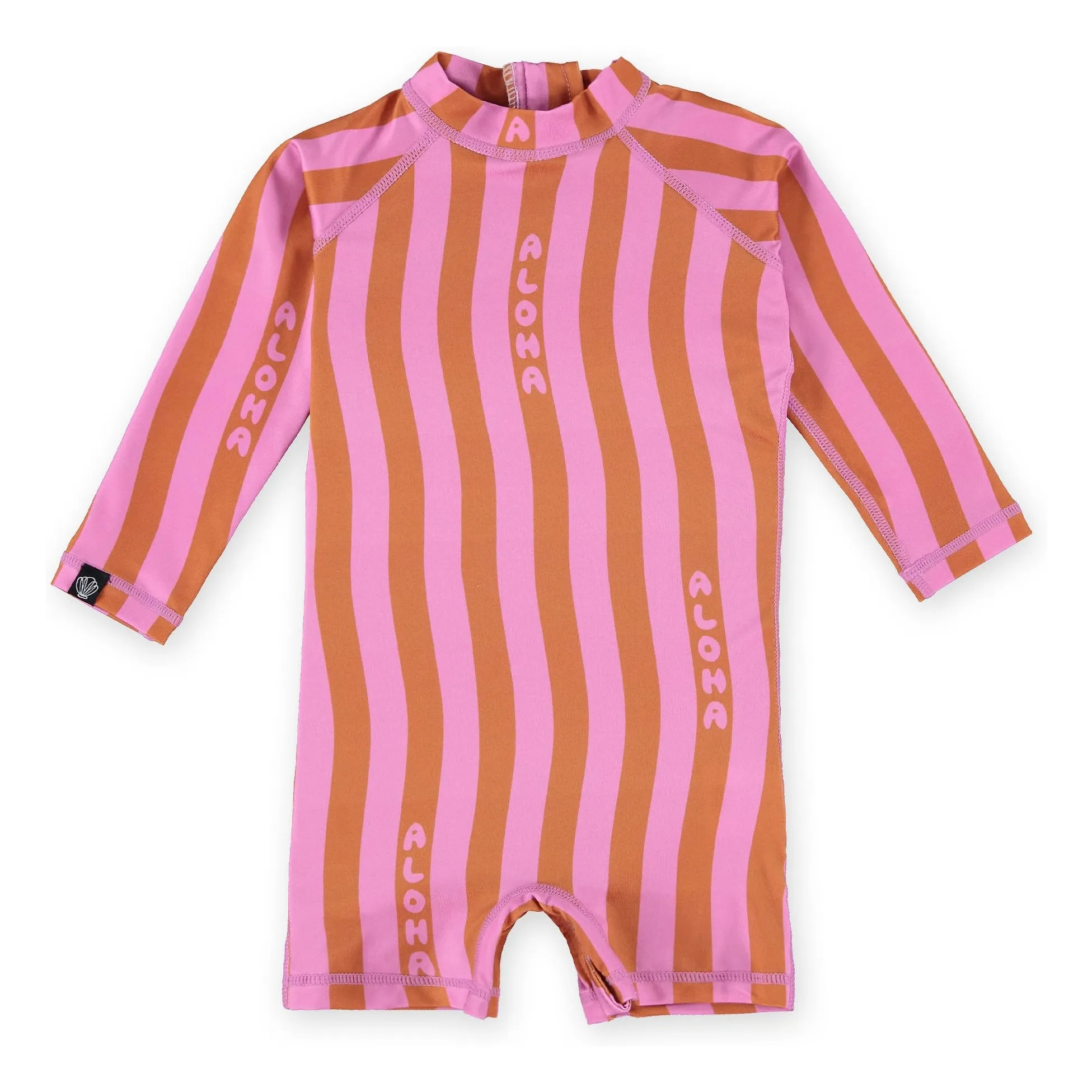 Combishort Anti-UV Aloha Stripes Fibres Recyclées | Rose- Image produit n°0