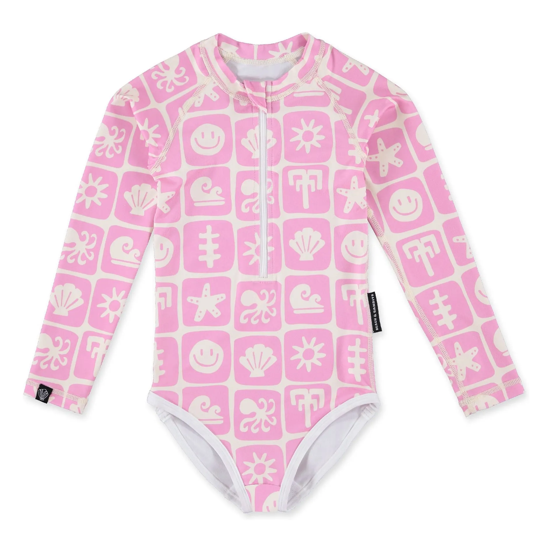Maillot de Bain Anti-UV Sea Smiley Fibres Recyclées | Rose- Image produit n°0