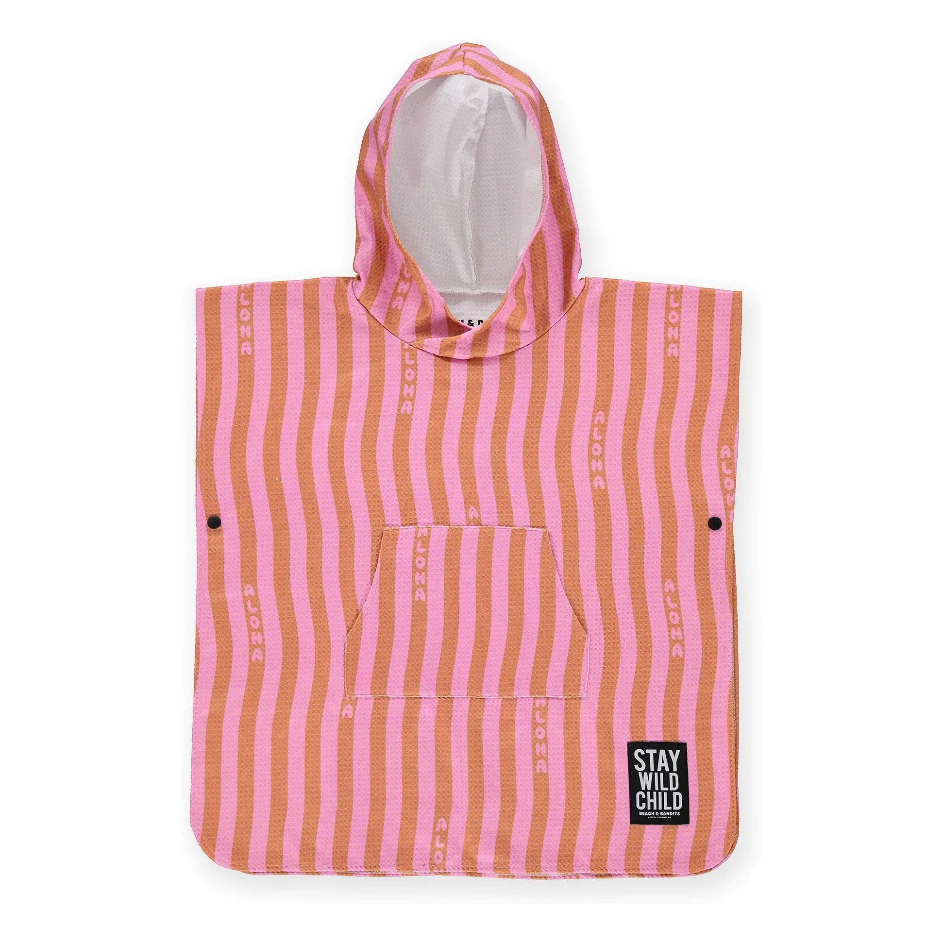 Poncho Aloha Stripes Coton Organique | Rose- Image produit n°0