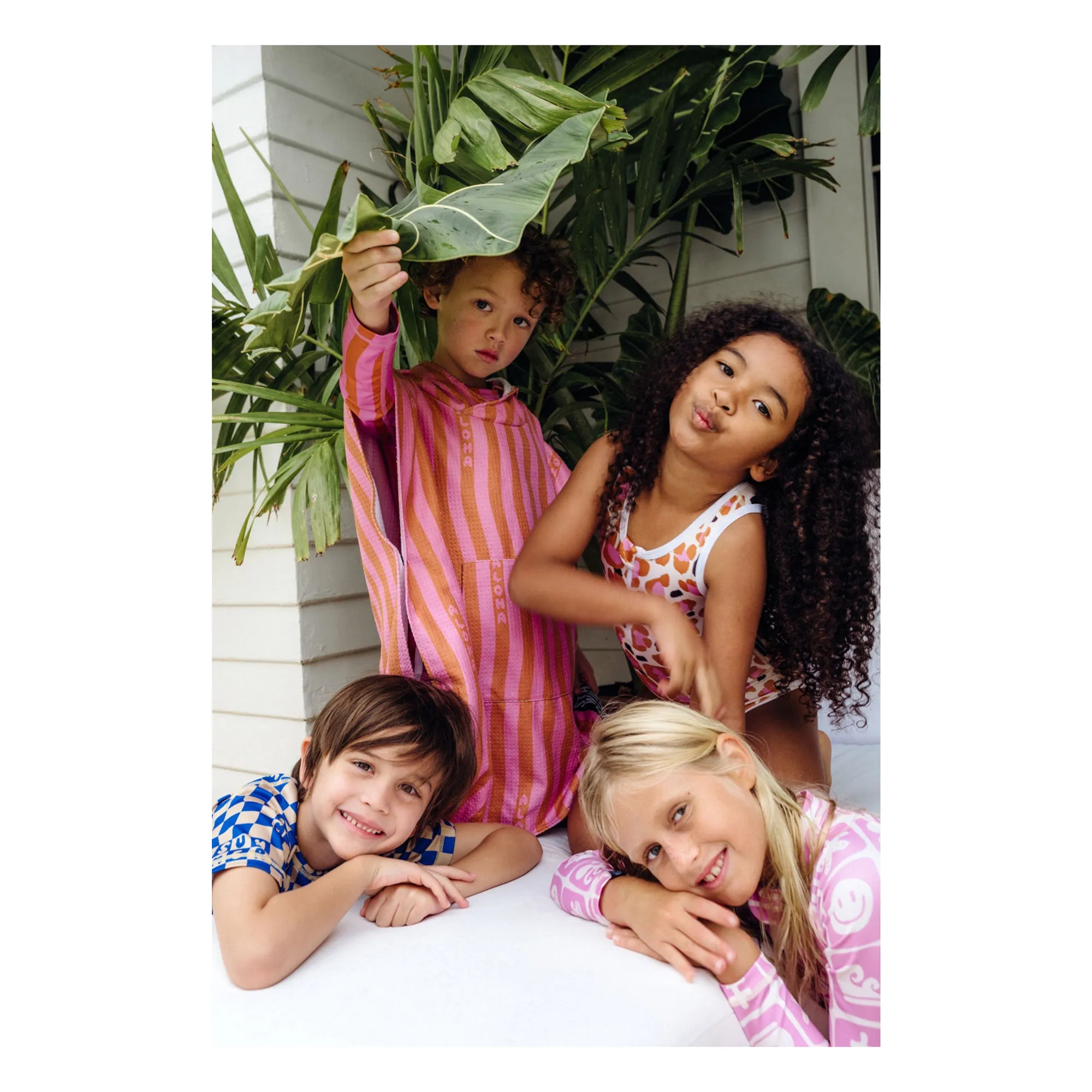 Poncho Aloha Stripes Coton Organique | Rose- Image produit n°3