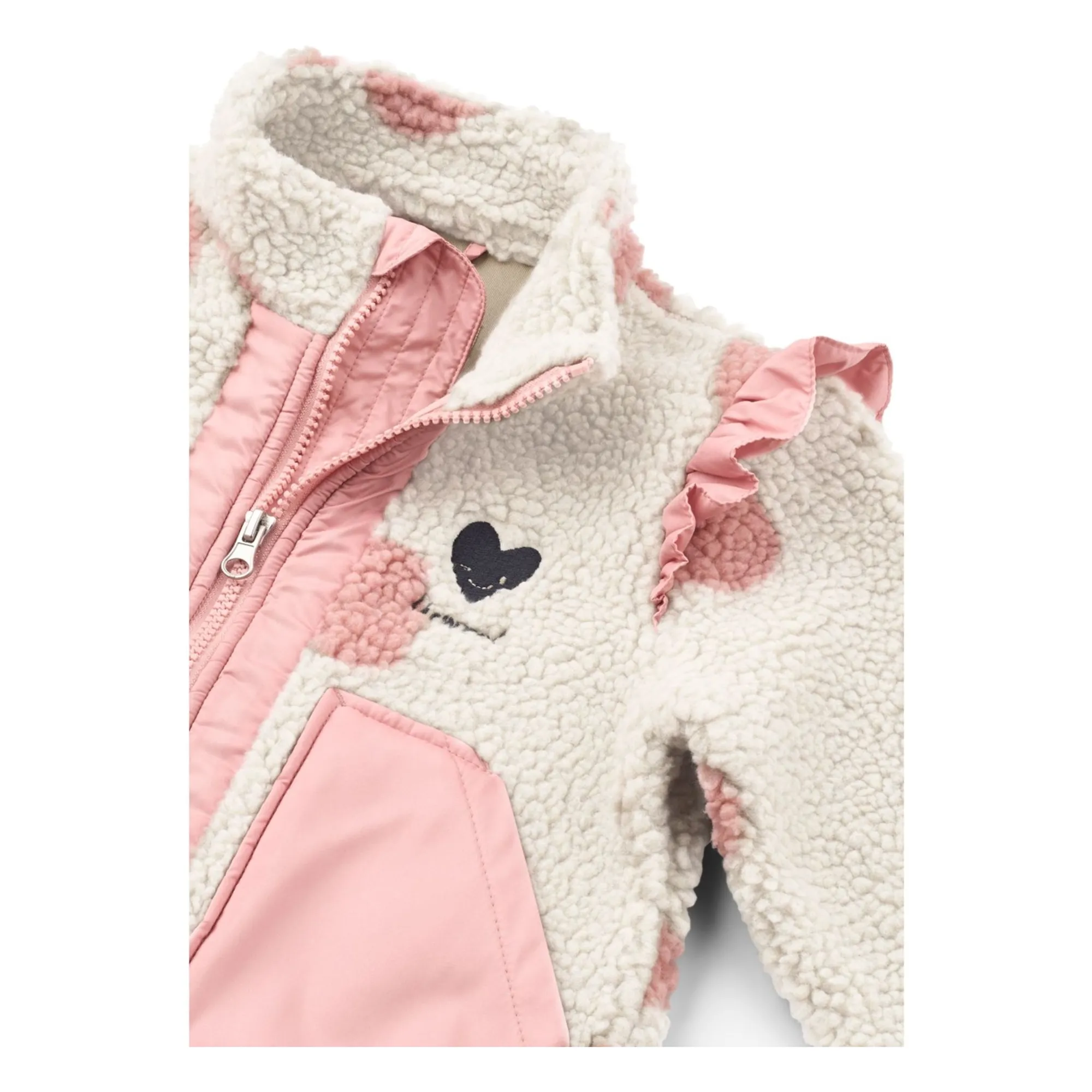 Veste Volants Façon Sherpa Noam Pois Fibres Recyclées | Rose- Image produit n°1