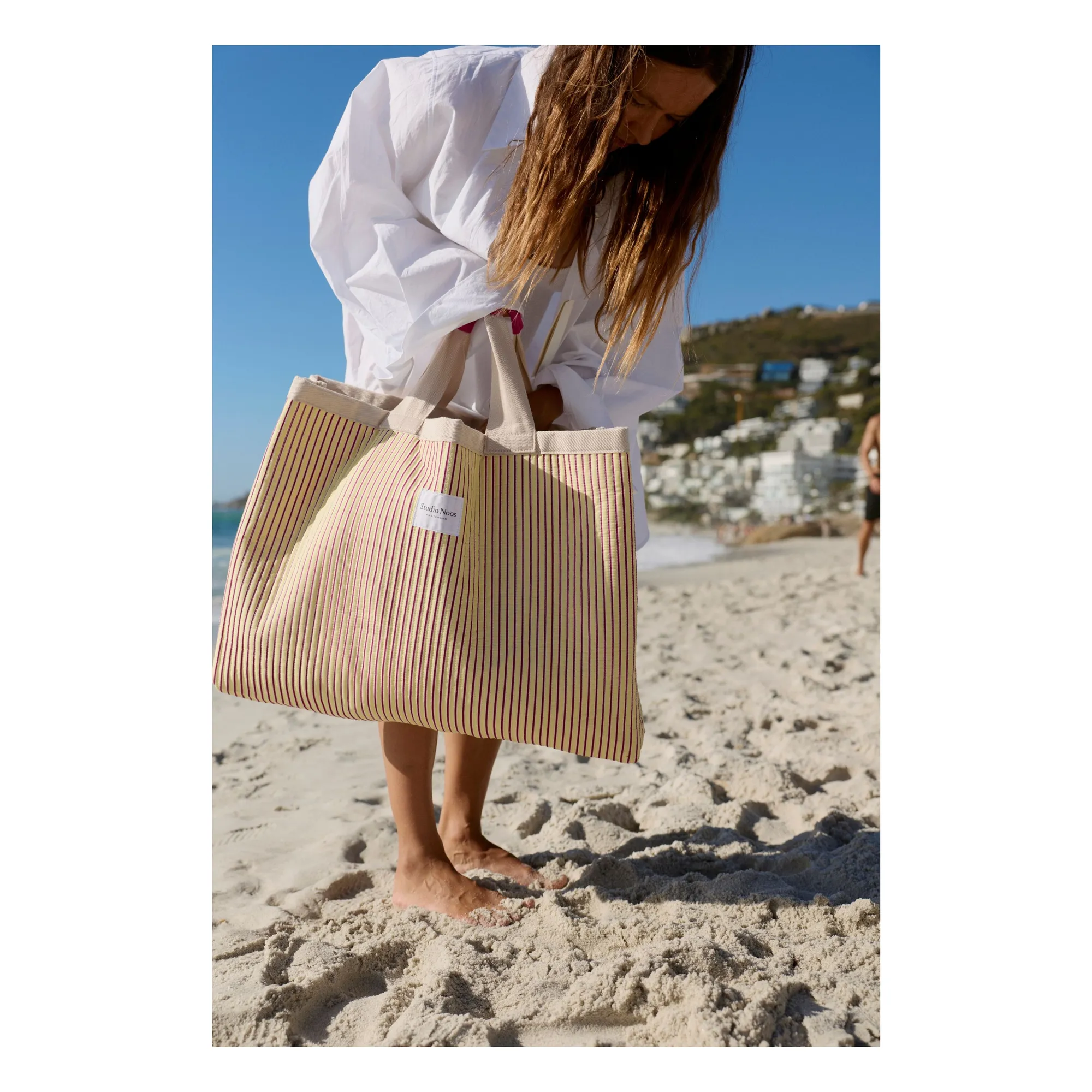 Sac de plage rayé | Jaune pâle- Image produit n°10