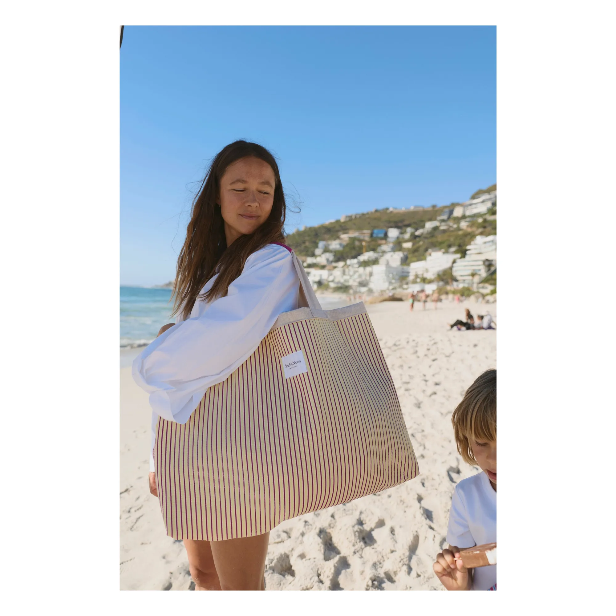 Sac de plage rayé | Jaune pâle- Image produit n°2